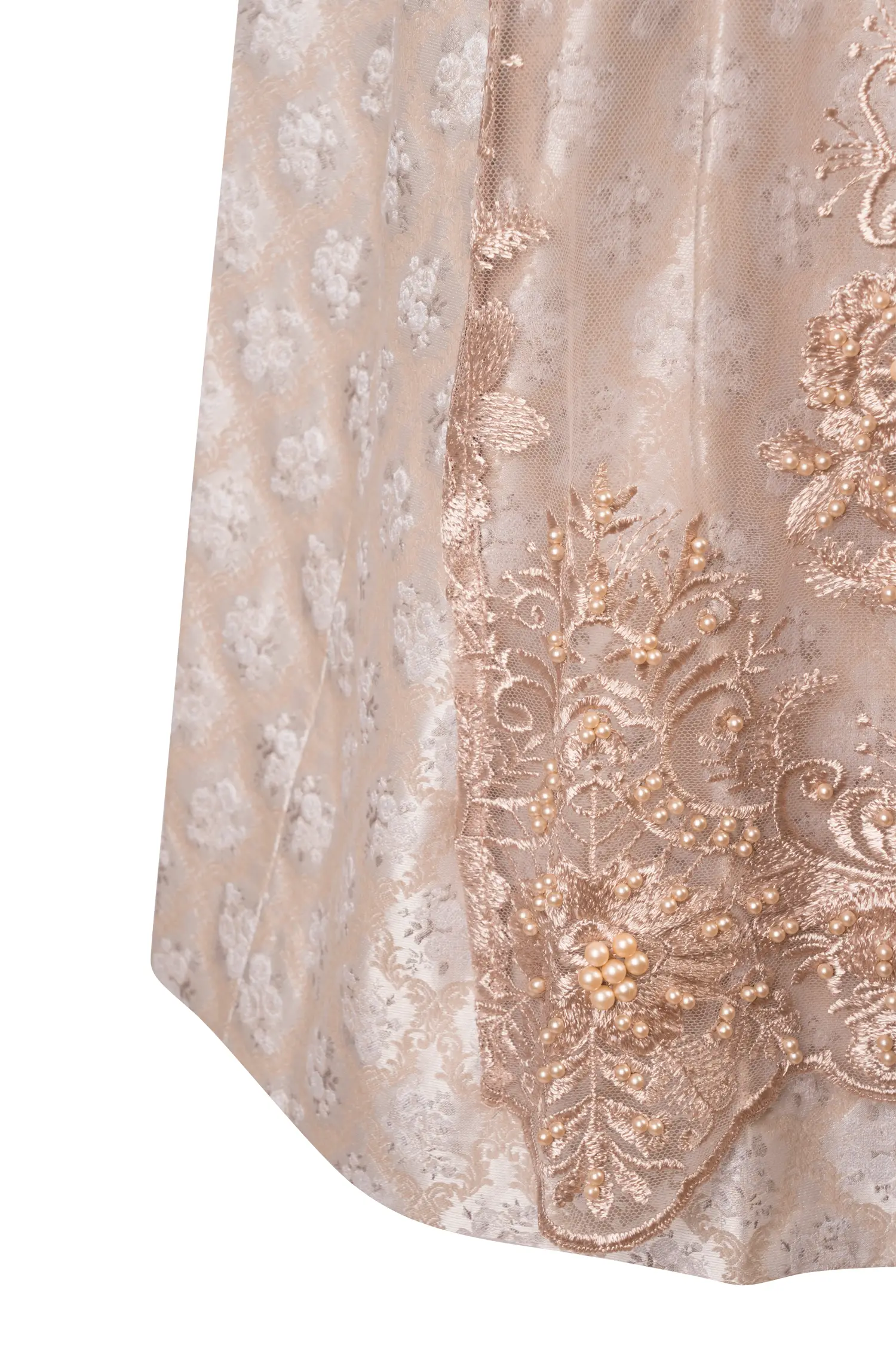 Dirndl Marcy in champagner als Brautdirndl - Detail Rock