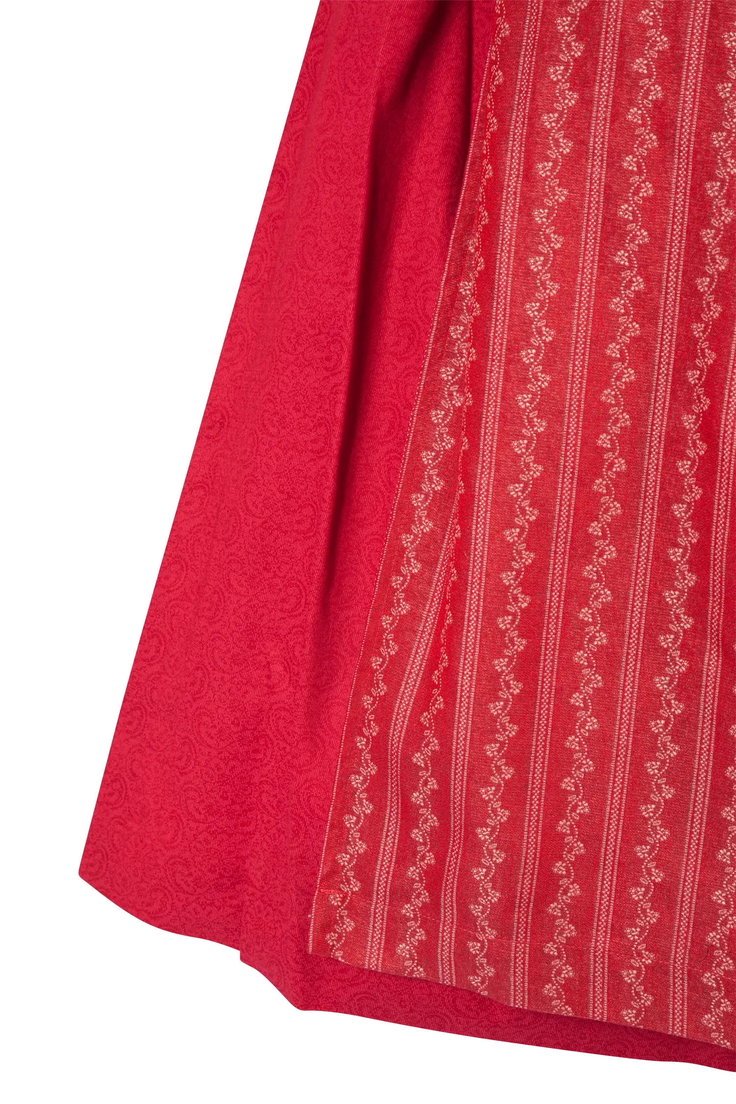 3091-1524-RT5-23-04g6347 Rotes Dirndl mit auffälliger Schürze - Detail Rock