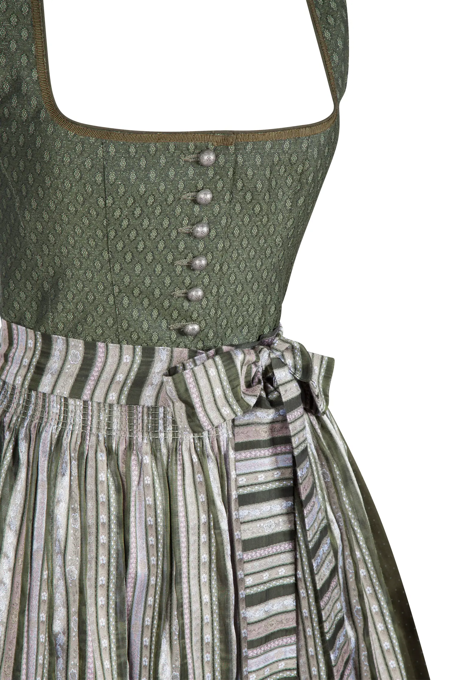 Festliches Dirndl in tannengrün - Detail Mieder