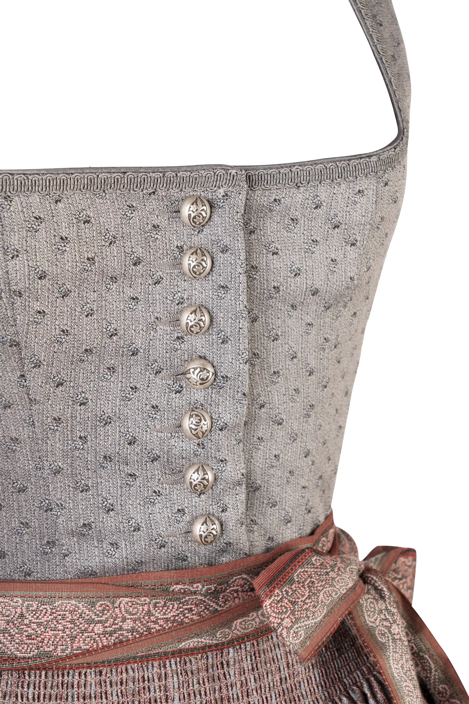 3098-0375-gr5-23-09-2802954 Extravagantes Stretchdirndl in grau / altrosa - Detail Mieder