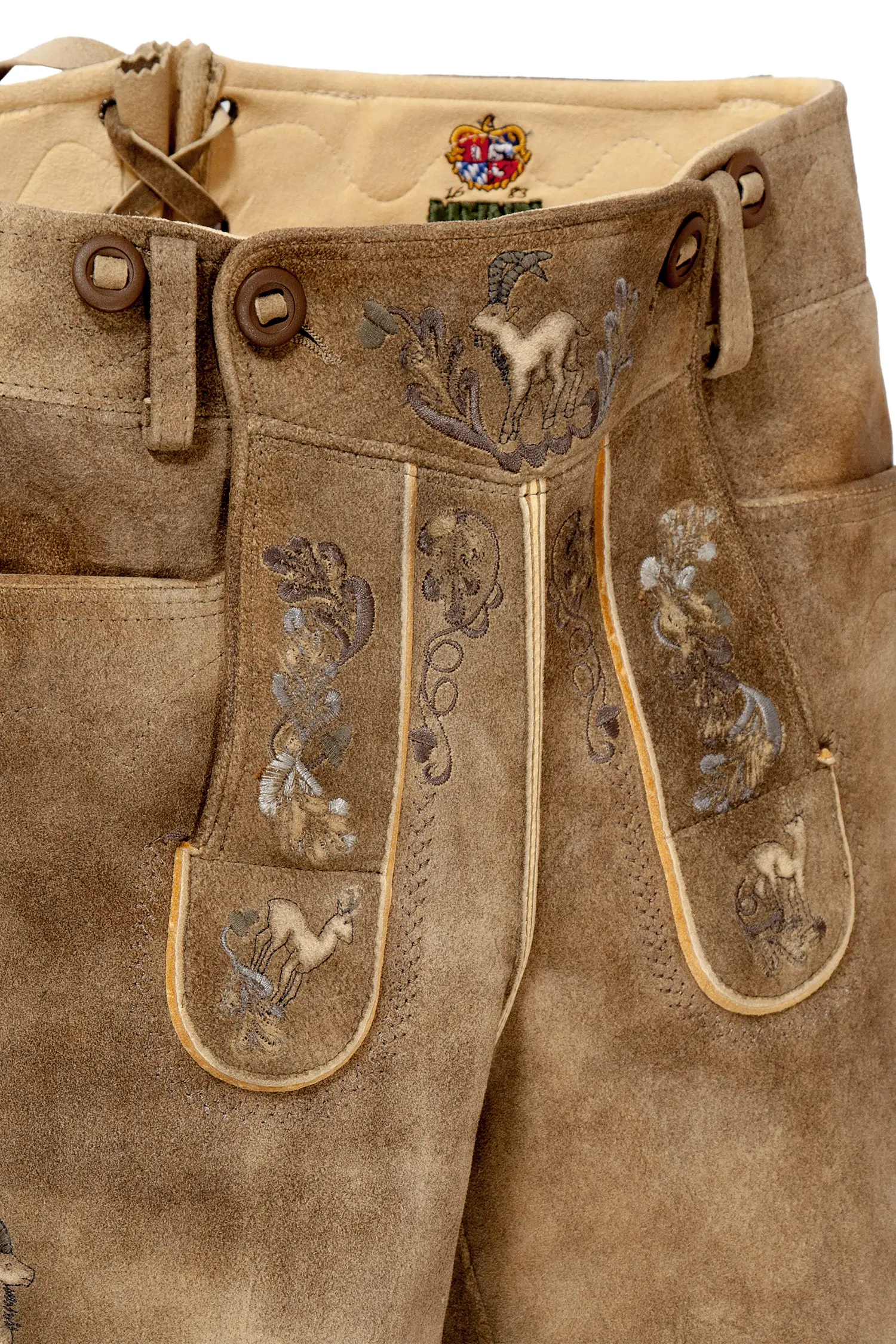 Meindl Lederhose Feldkogel in hellbraun Latz