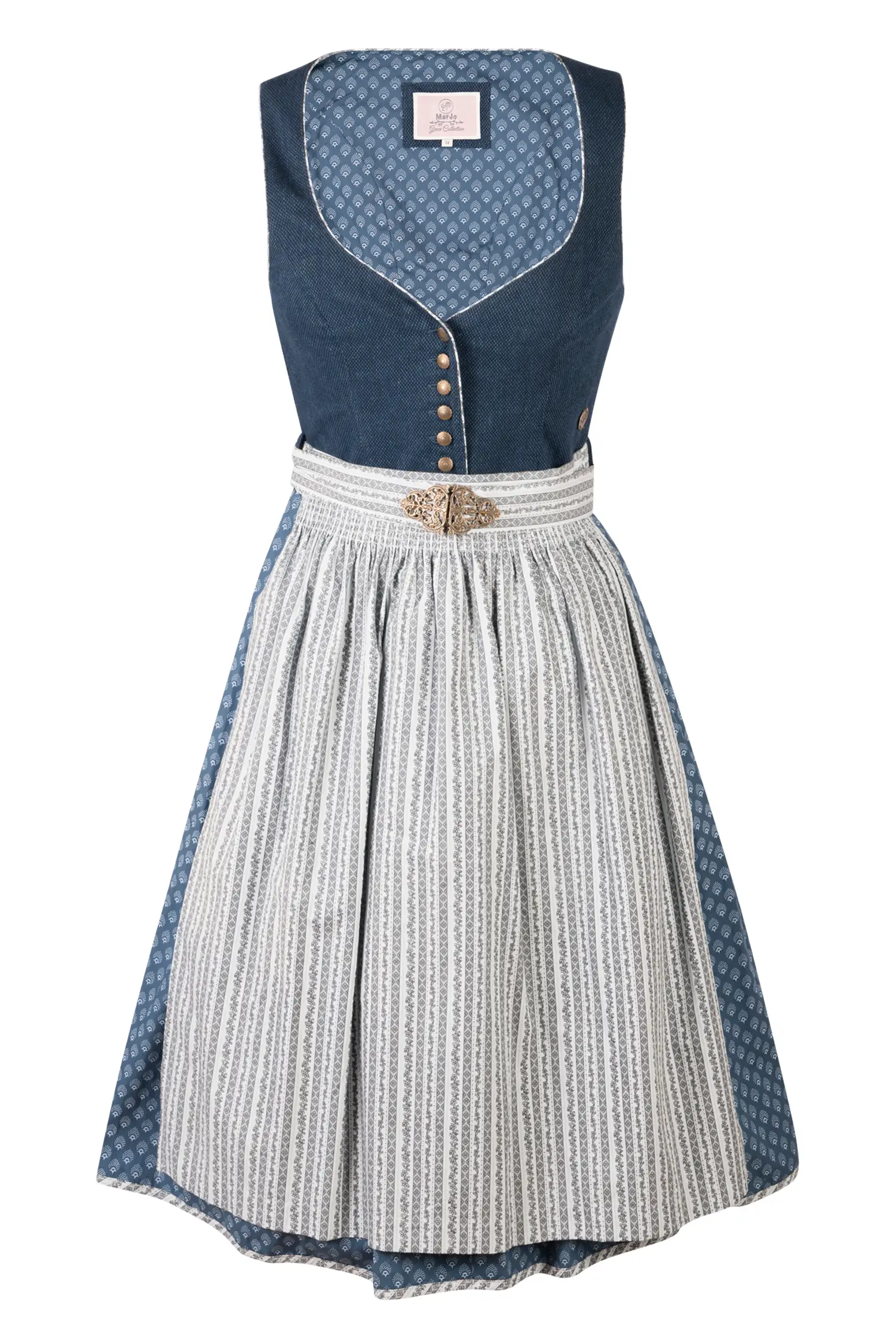 Dirndl Romy in dunkelblau / hellblau