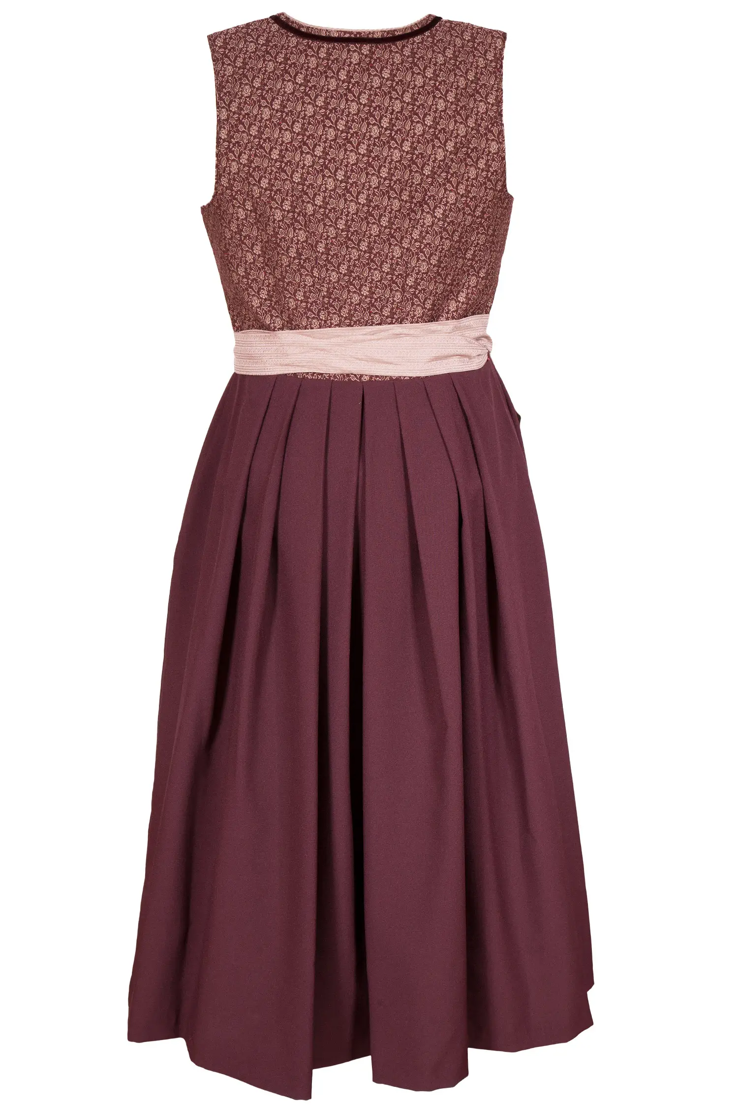 Langes Dirndl in bordeaux und altrosa auch in XXL XXL hinten