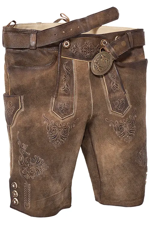 Lederhose Ammersee von Maddox in Braun Plattler Ammersee kurze Lederhose antik used