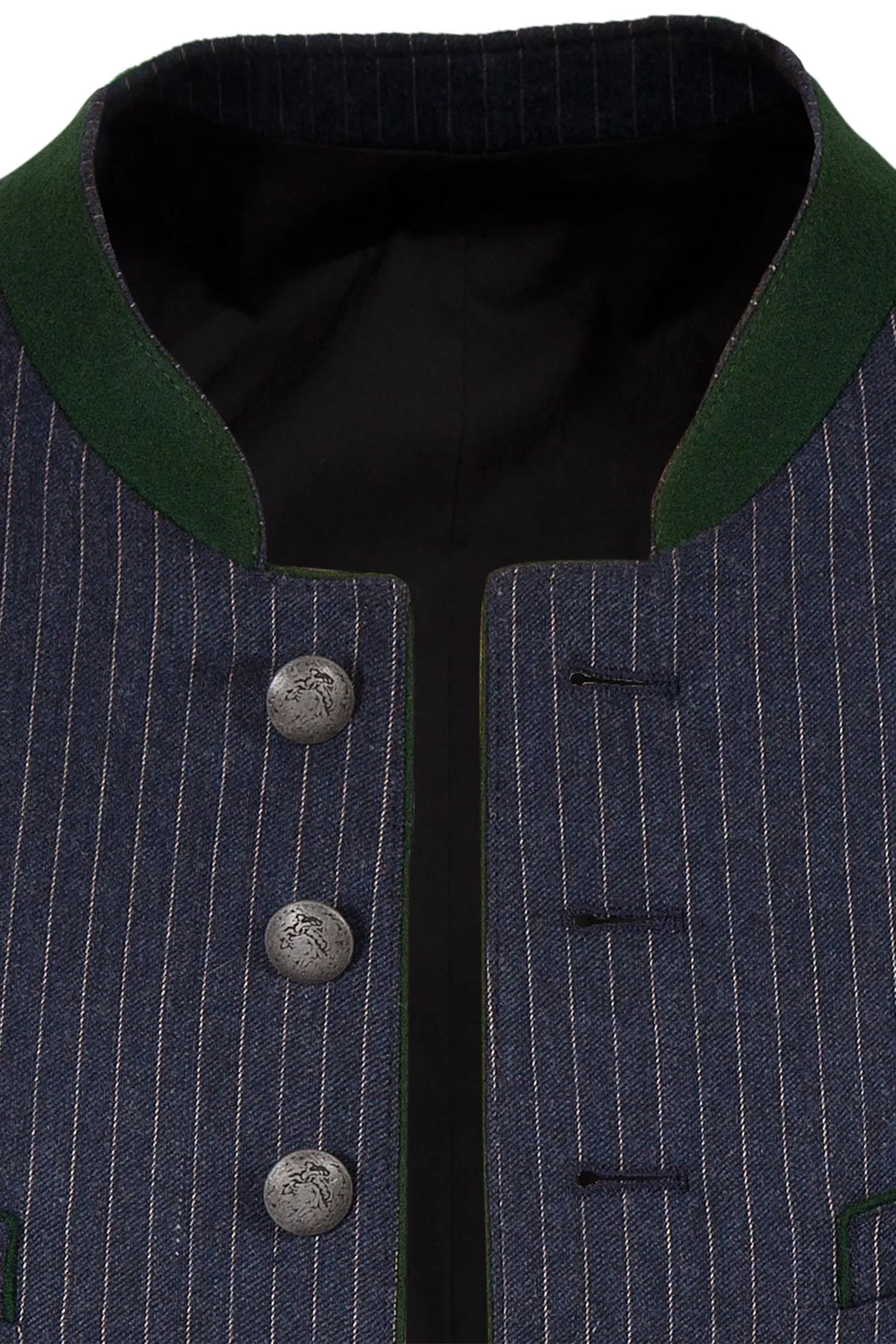 Trachtenweste Ansbach Nadelstreifen dunkelblau Kragen