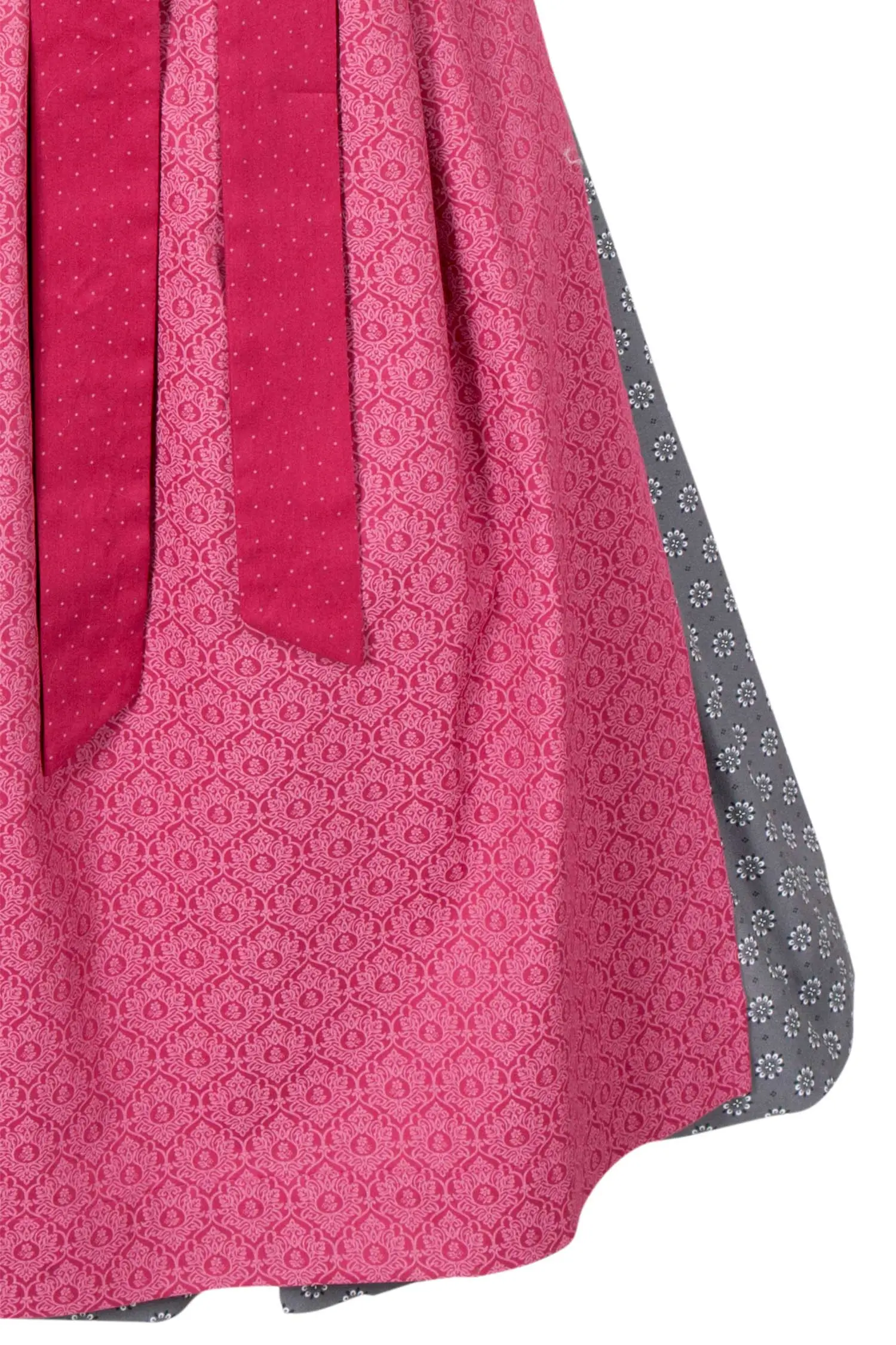Midi Dirndl Wilma in grau mit Blumen und beere Detail