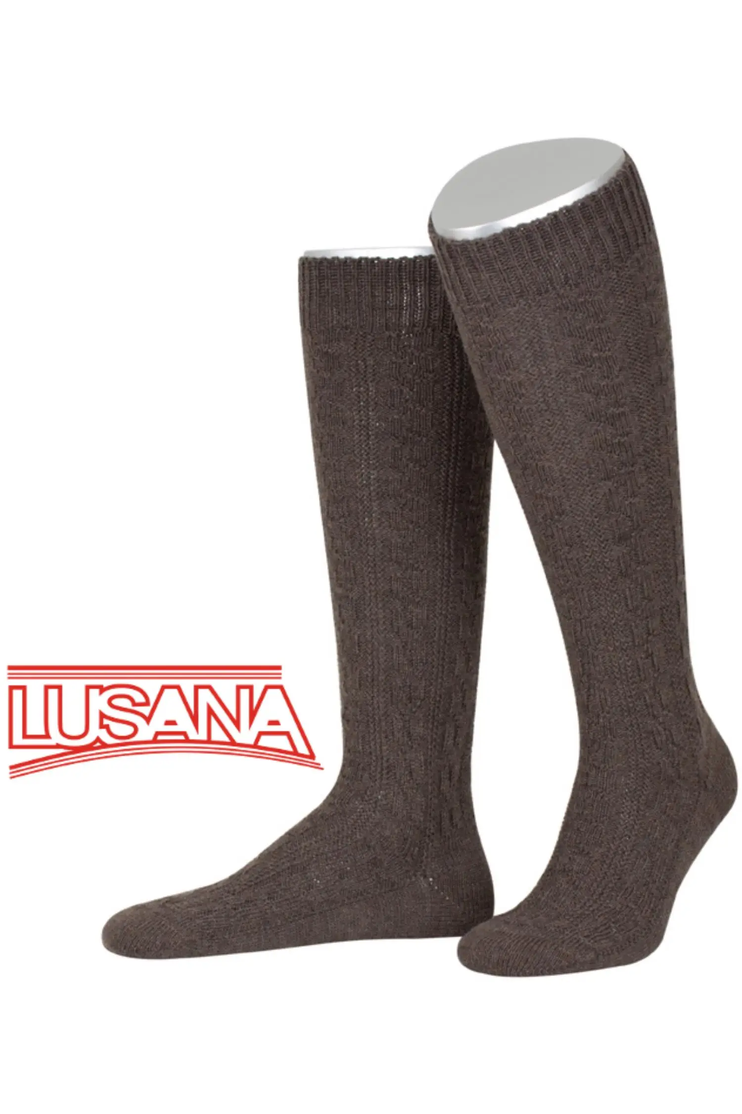 Lusana Trachtenkniestrumpf Braun 