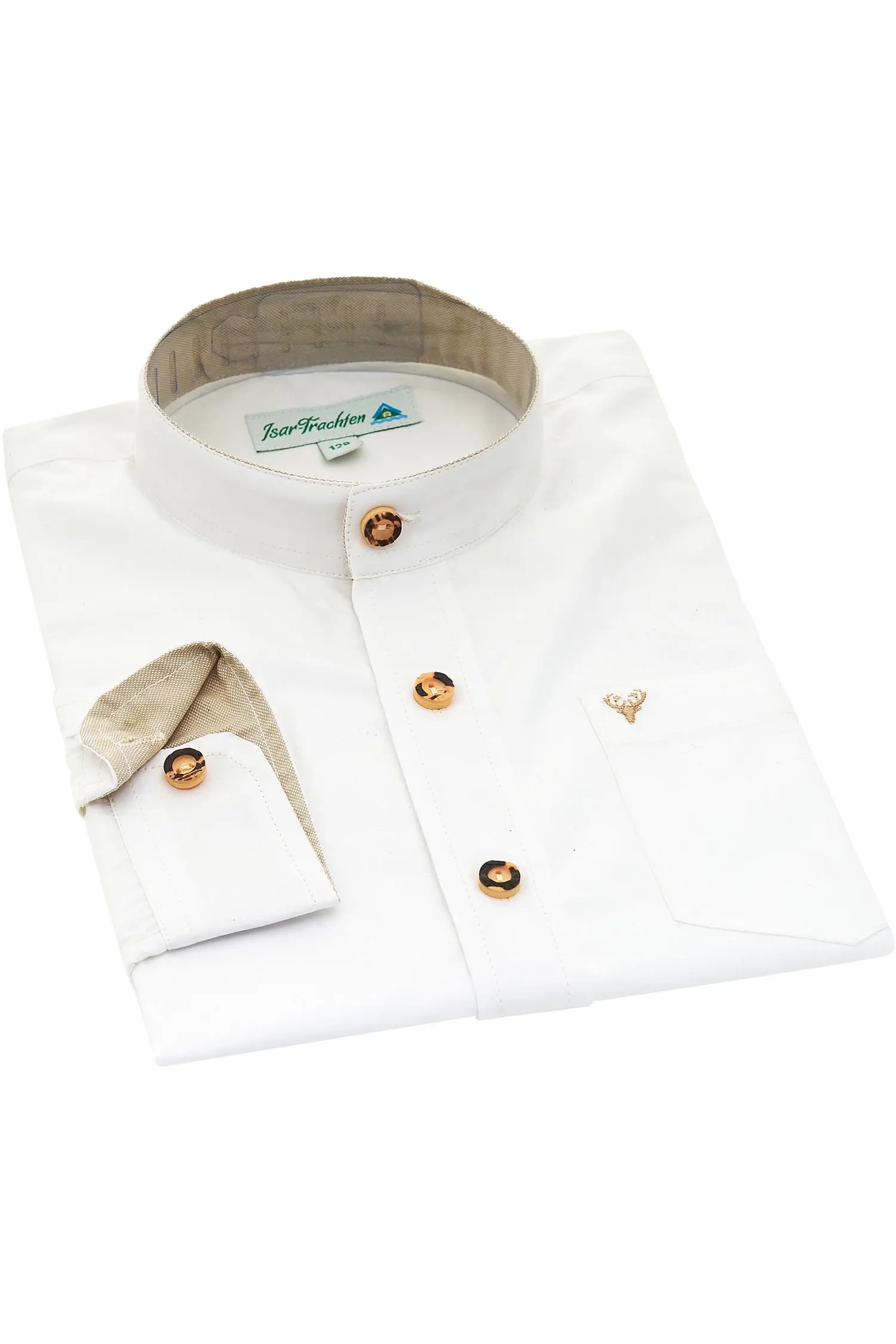 Kinderhemd von Isartrachten in Weiß mit Beigen Applikationen