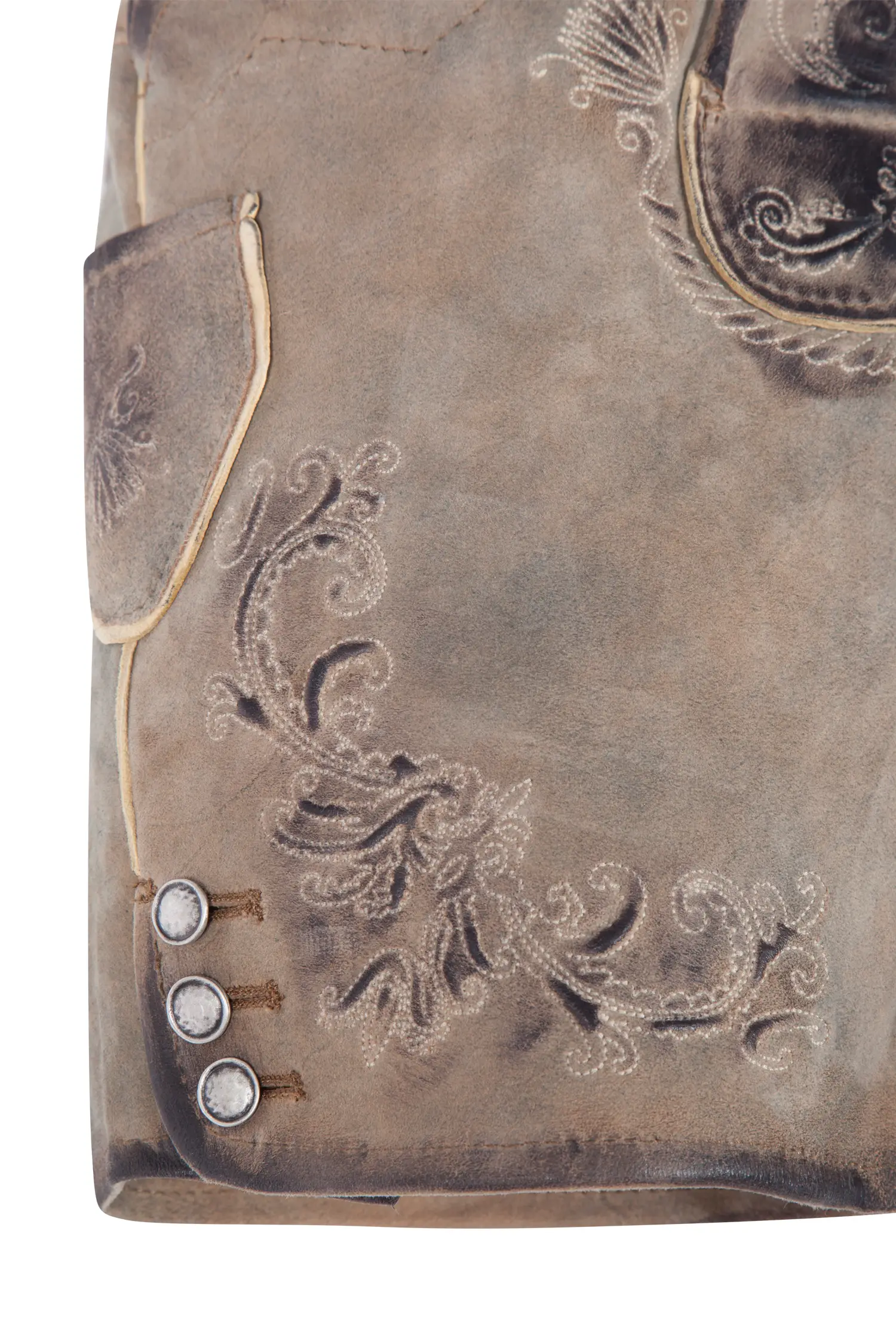 2611-1116-4be-23-07b-1212SeLD39nHzf7su Kurze Damen Lederhose Griessee in ziller - Detail Bein