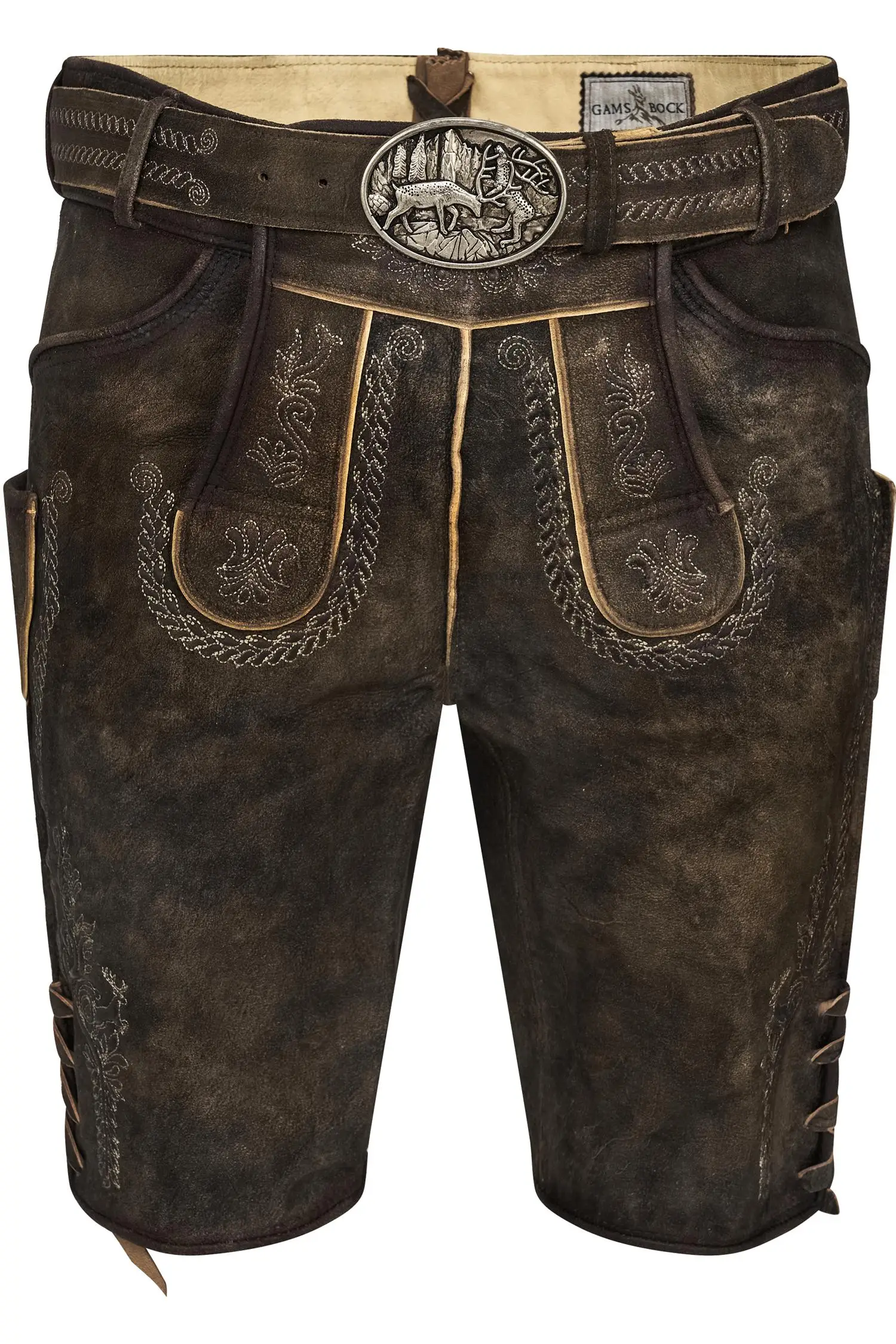 Lederhose Ederer von Gamsbock in Dunkelbraun