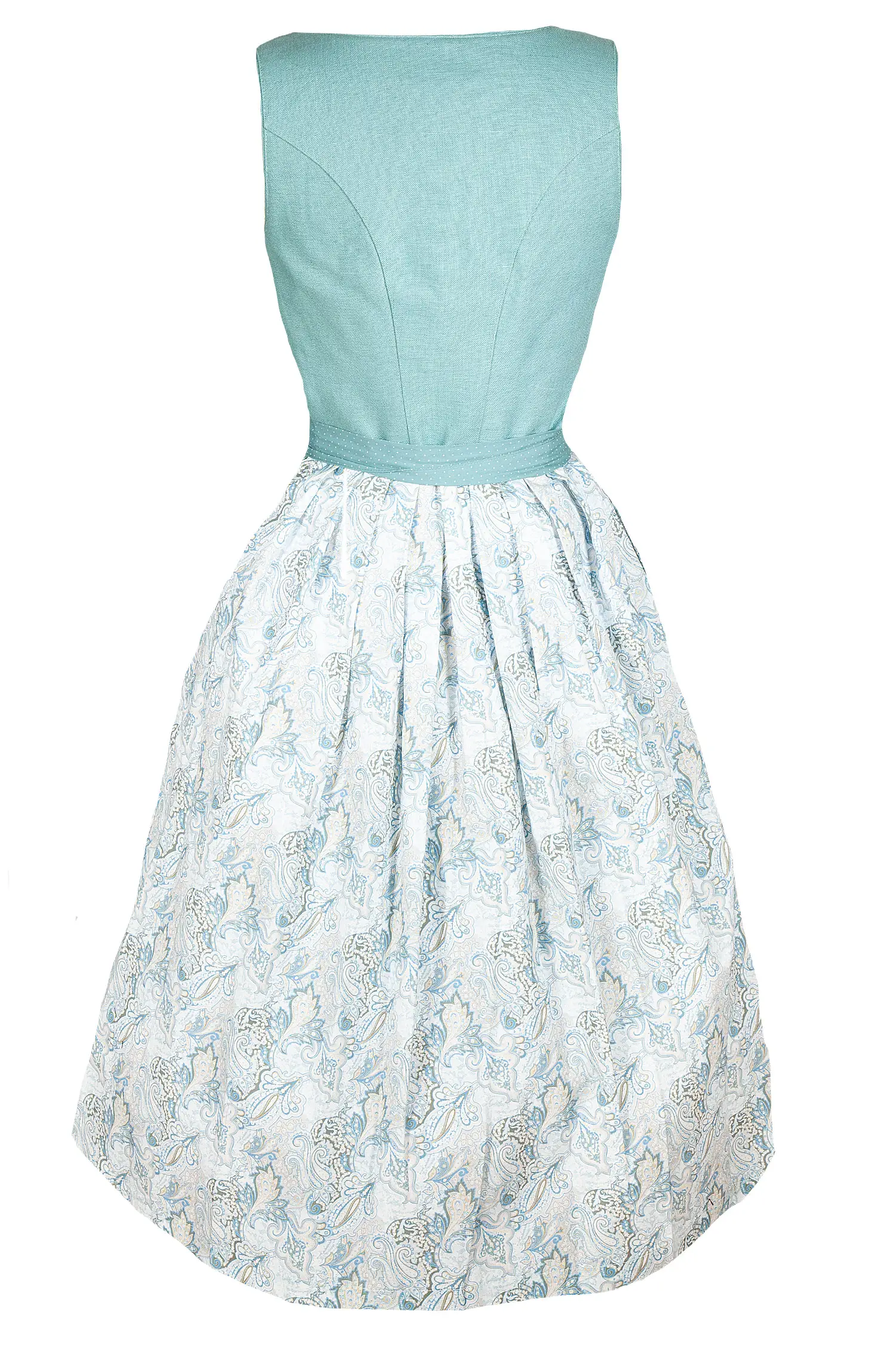 Traditionelles Dirndl von Sissi ey! in petrol - Rückansicht