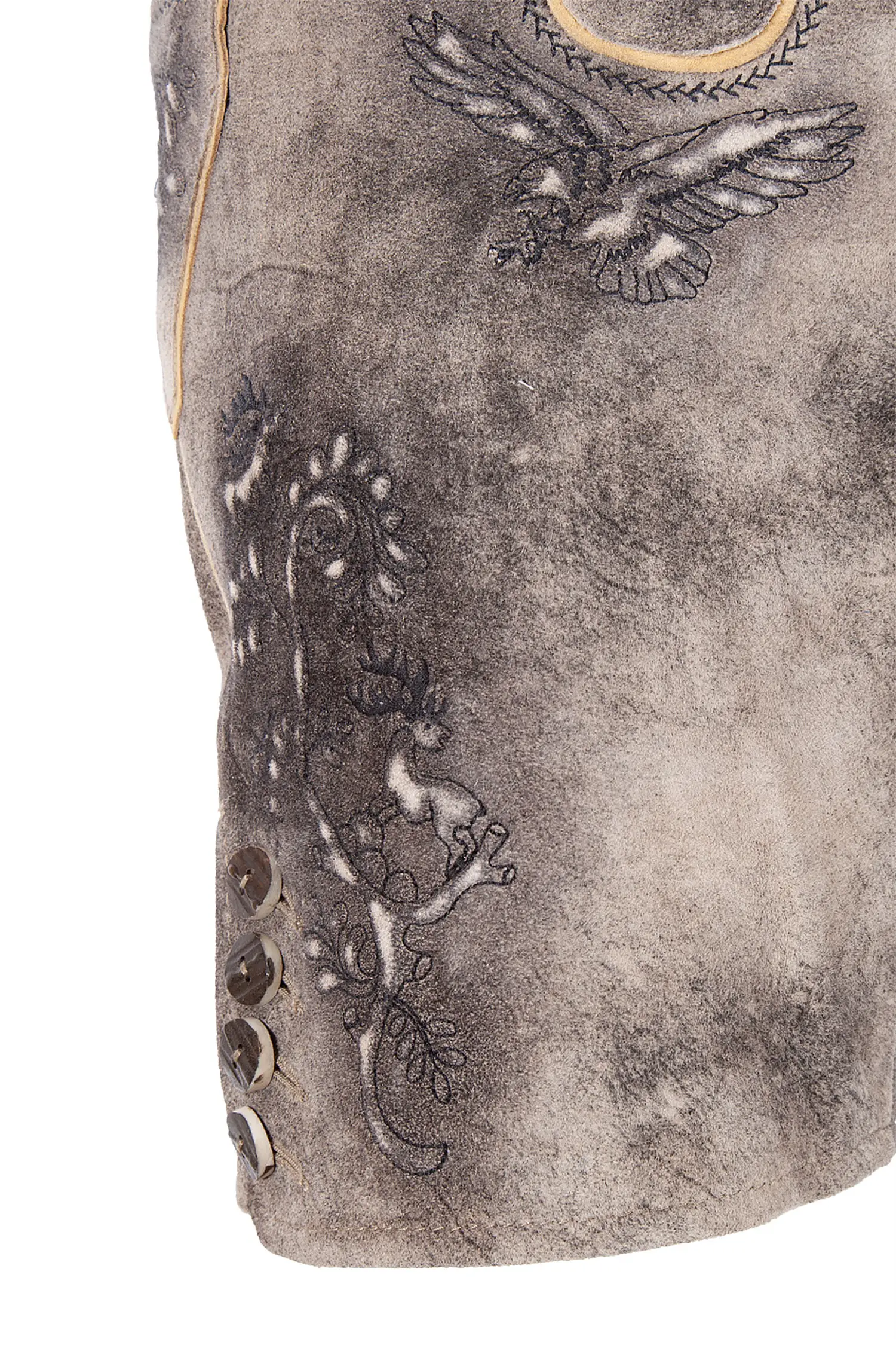 1613-1062-6SW-23-04e-5920b Kurze Lederhose Asmus mit Gürtel - Detail Bein