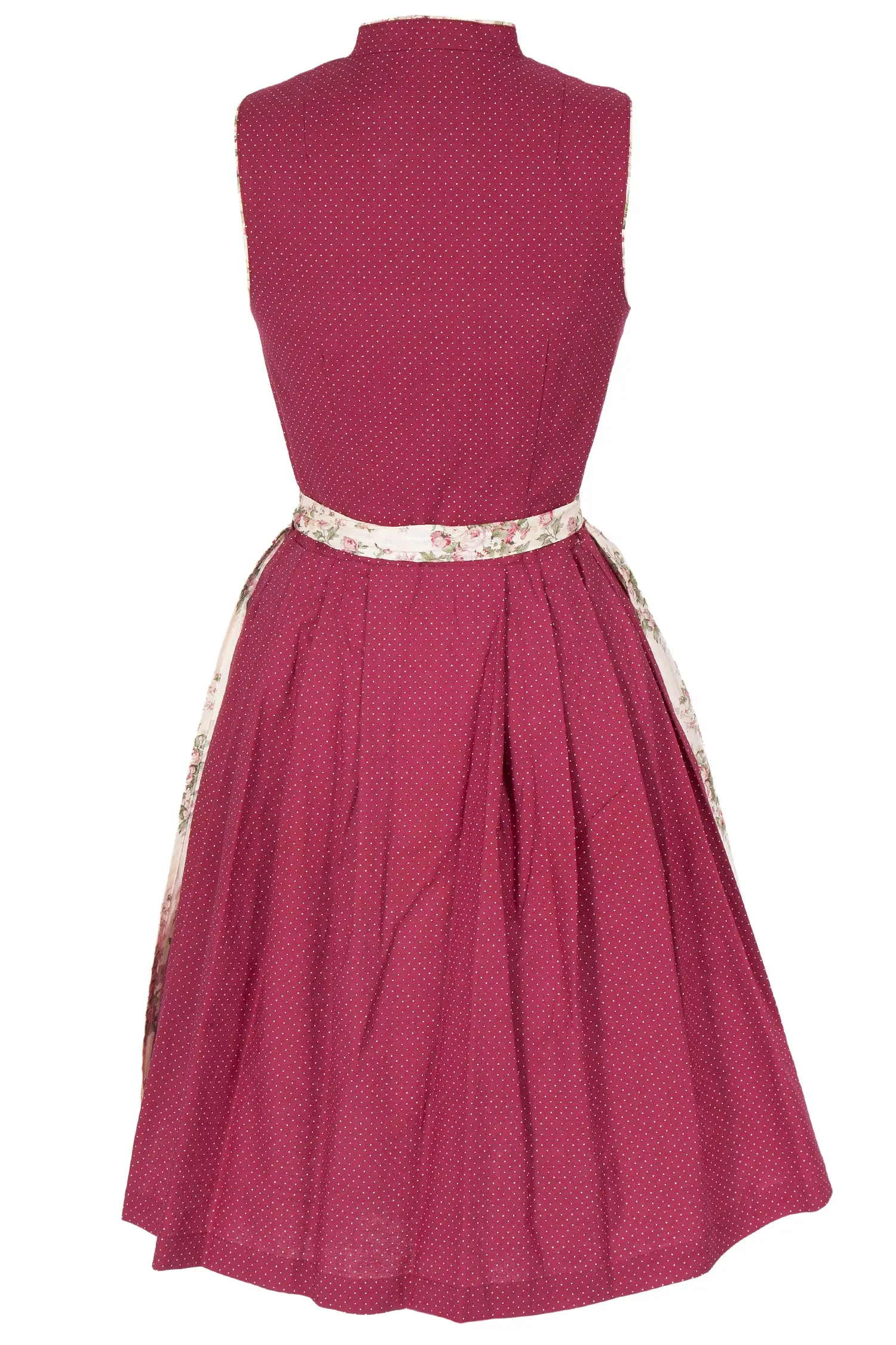 Mini Dirndl Gerlinda in weinrot aus Baumwolle hinten