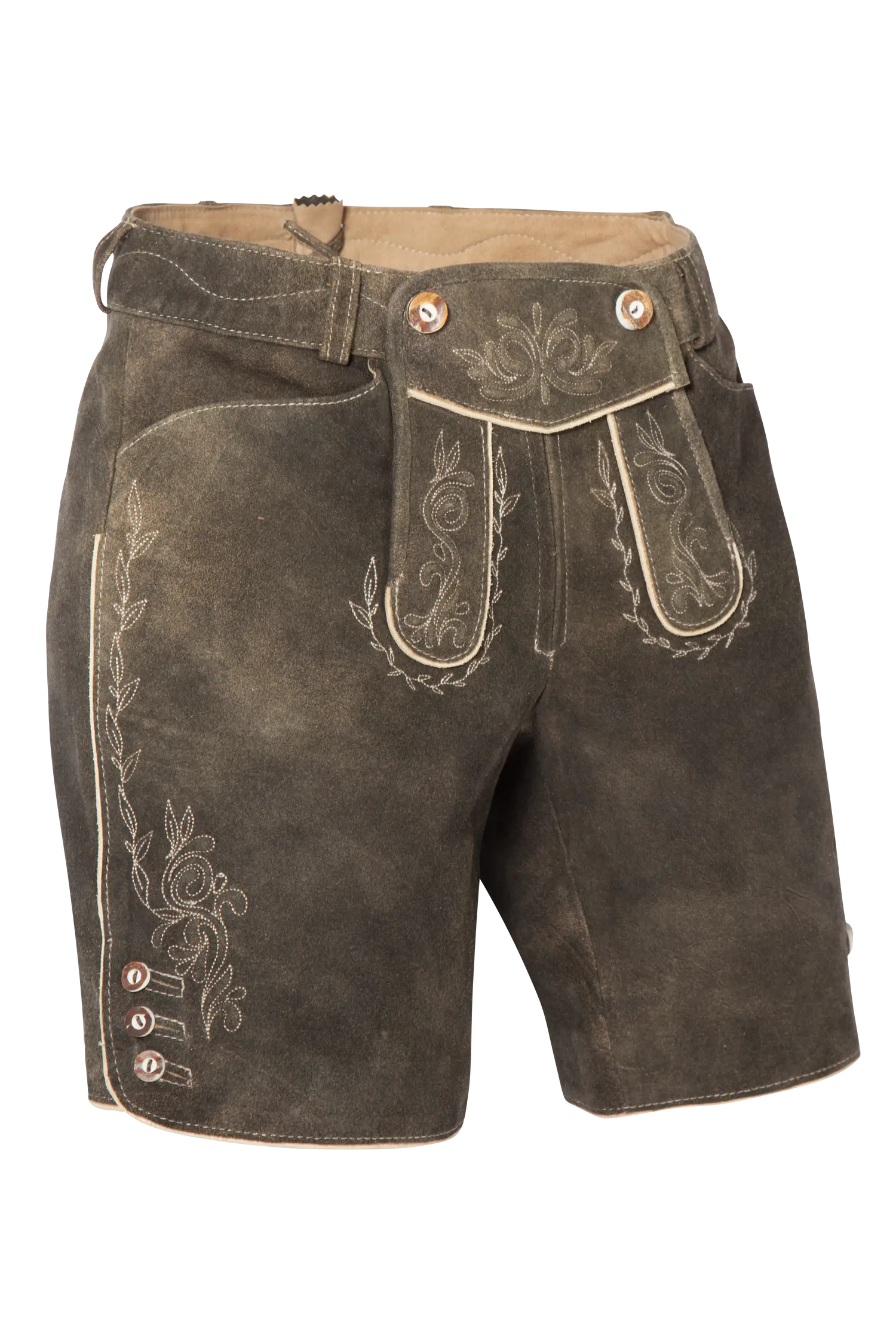 2611-1133-4NA-23-06-b0524 Kurze Lederhose Bonita in dunkelbraun für Damen