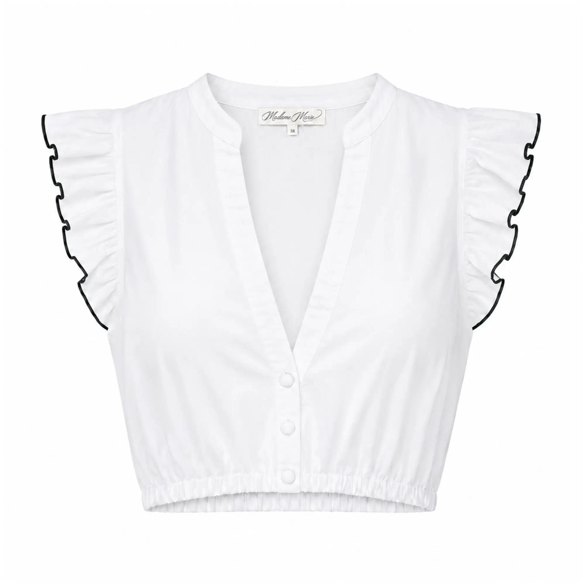 Dirndlbluse Lunavea von Madame Marie in Weiß mit Dunkelgrüner Einfassung Dirndlbluse Lunavea von Madame Marie in Weiß mit Dunkelgrüner Einfassung