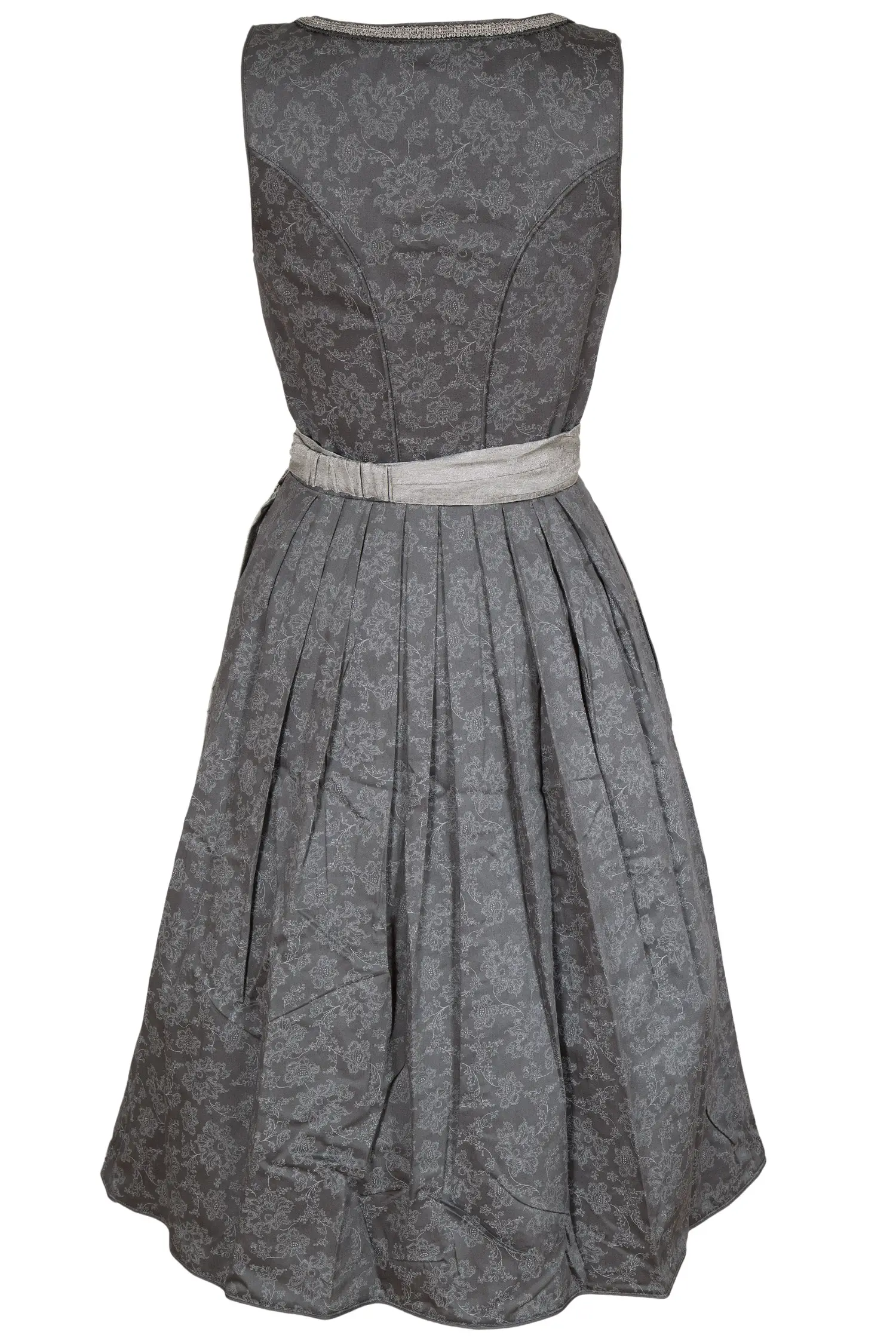 Midi Dirndl in grau anthrazit mit Schnürung hinten