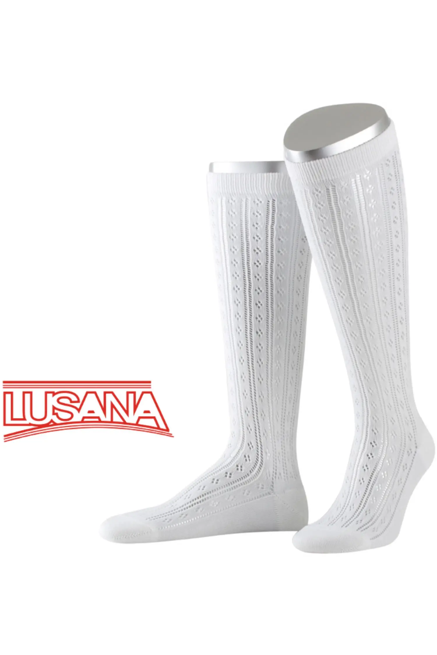 Lusana Trachtenkniestrumpf in Weiß