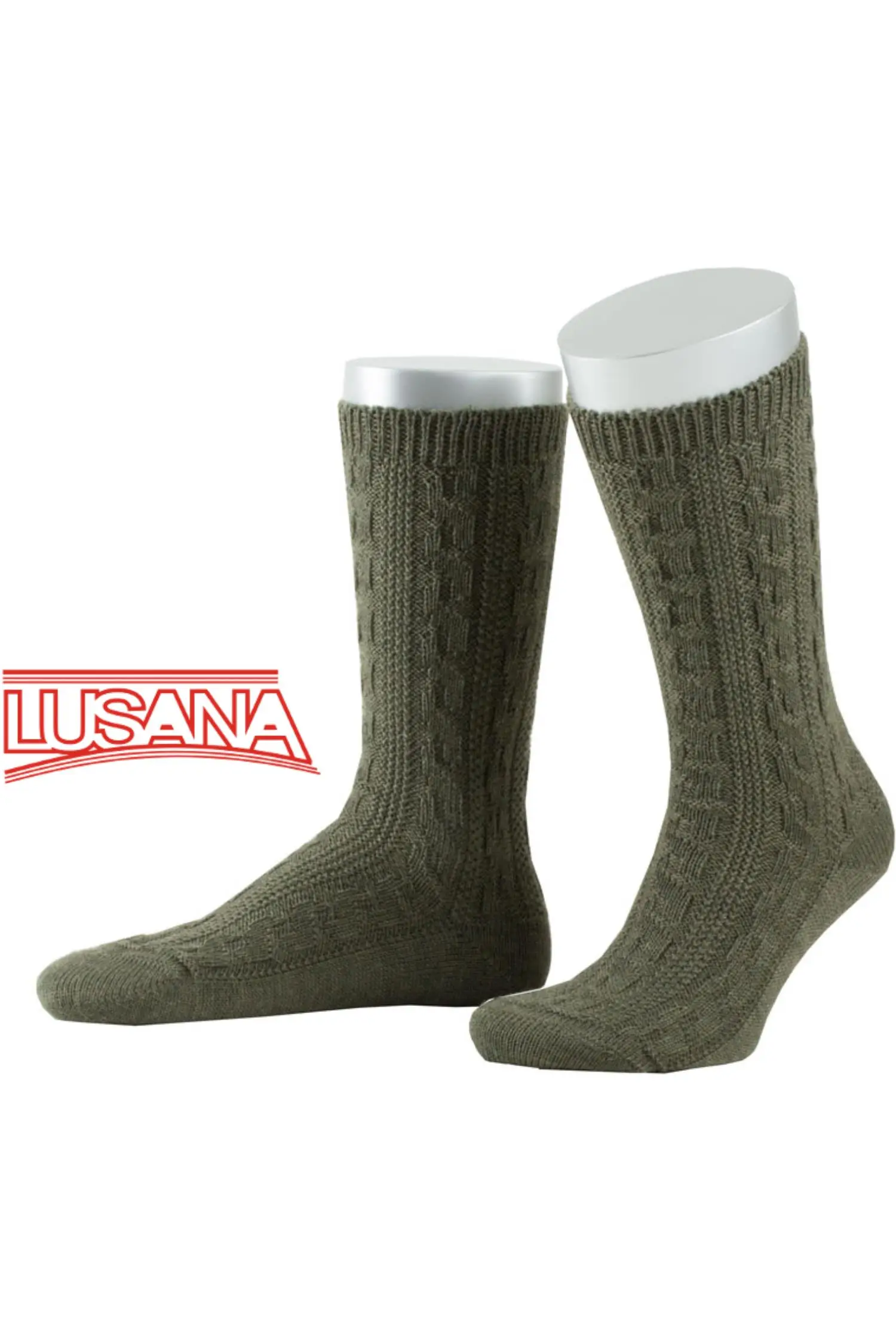 Lusana Trachtensocken in Oliv