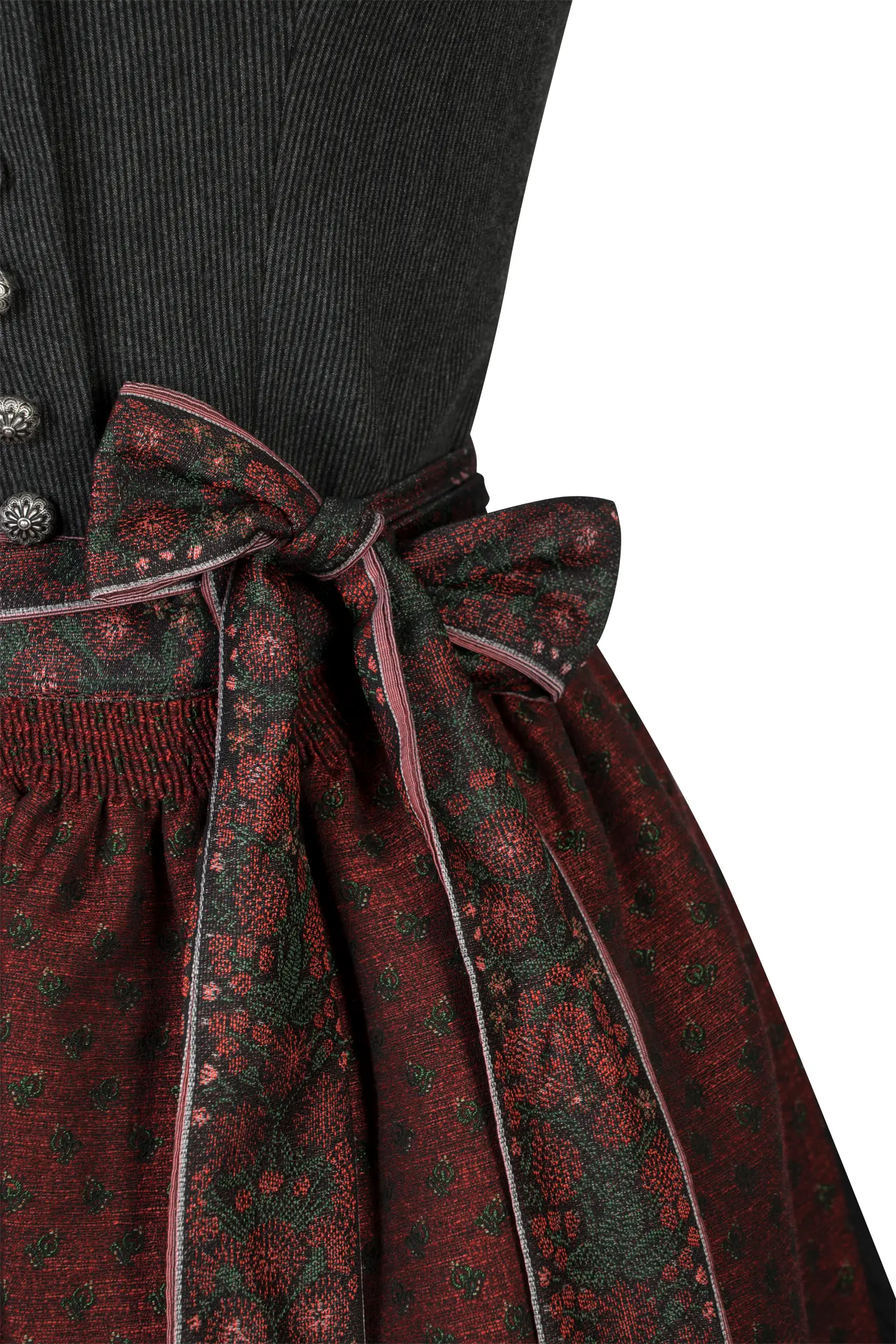 3098-0389-sw5-24-02-0604240 Dirndl Pillersee in schwarz mit besonderem Mieder - Detail Mieder