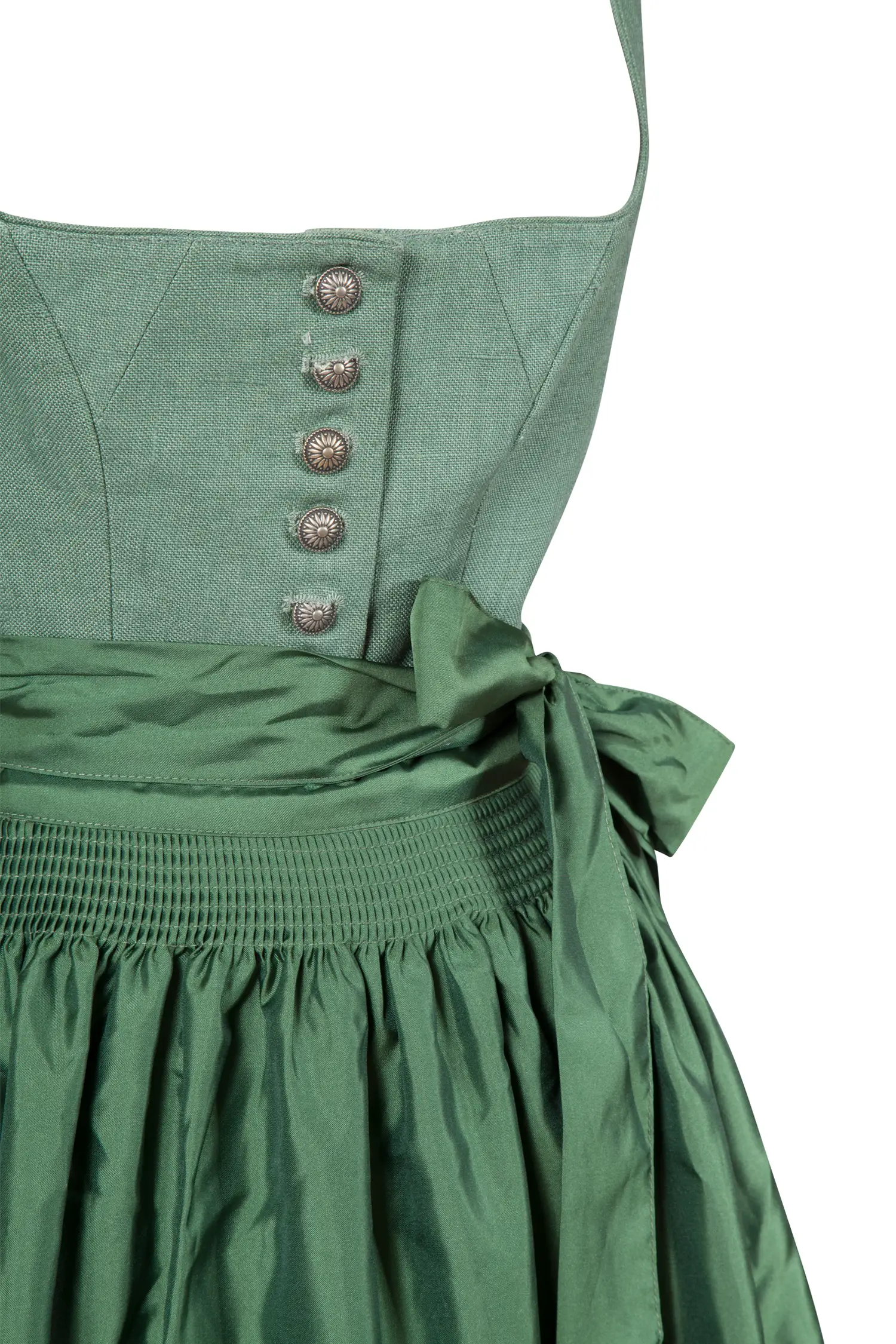 Dirndl Zelig in grün mit festlichem Jacquard Rock - Detail Mieder