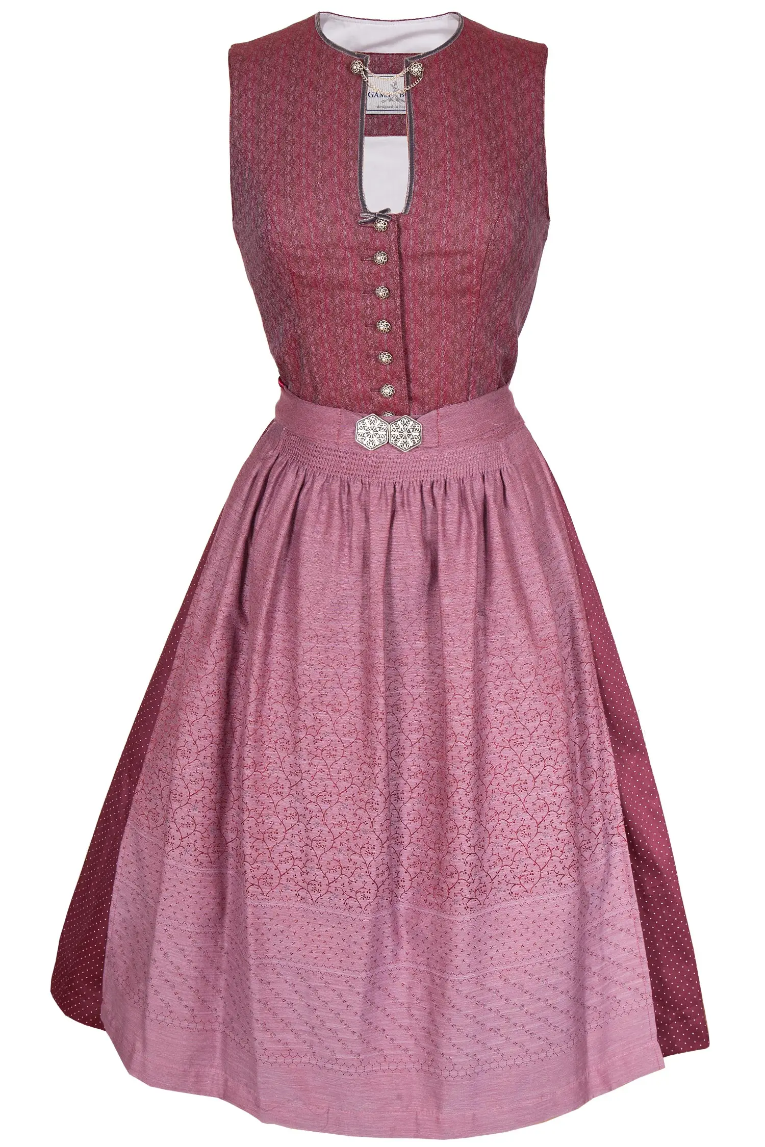 Midi Dirndl Viktoria in rosenholz und altrosa 