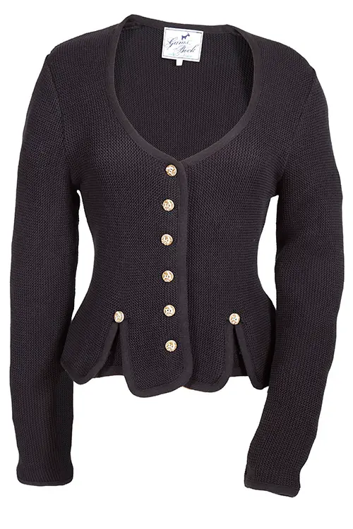 Trachten Strickjacke für Damen in schwarz mit Schößchen 