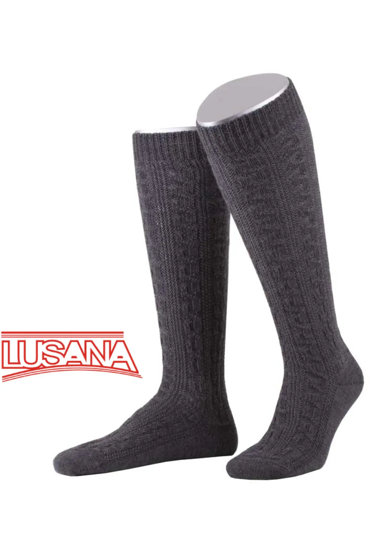 Lusana Trachtenkniestrumpf Anthrazit