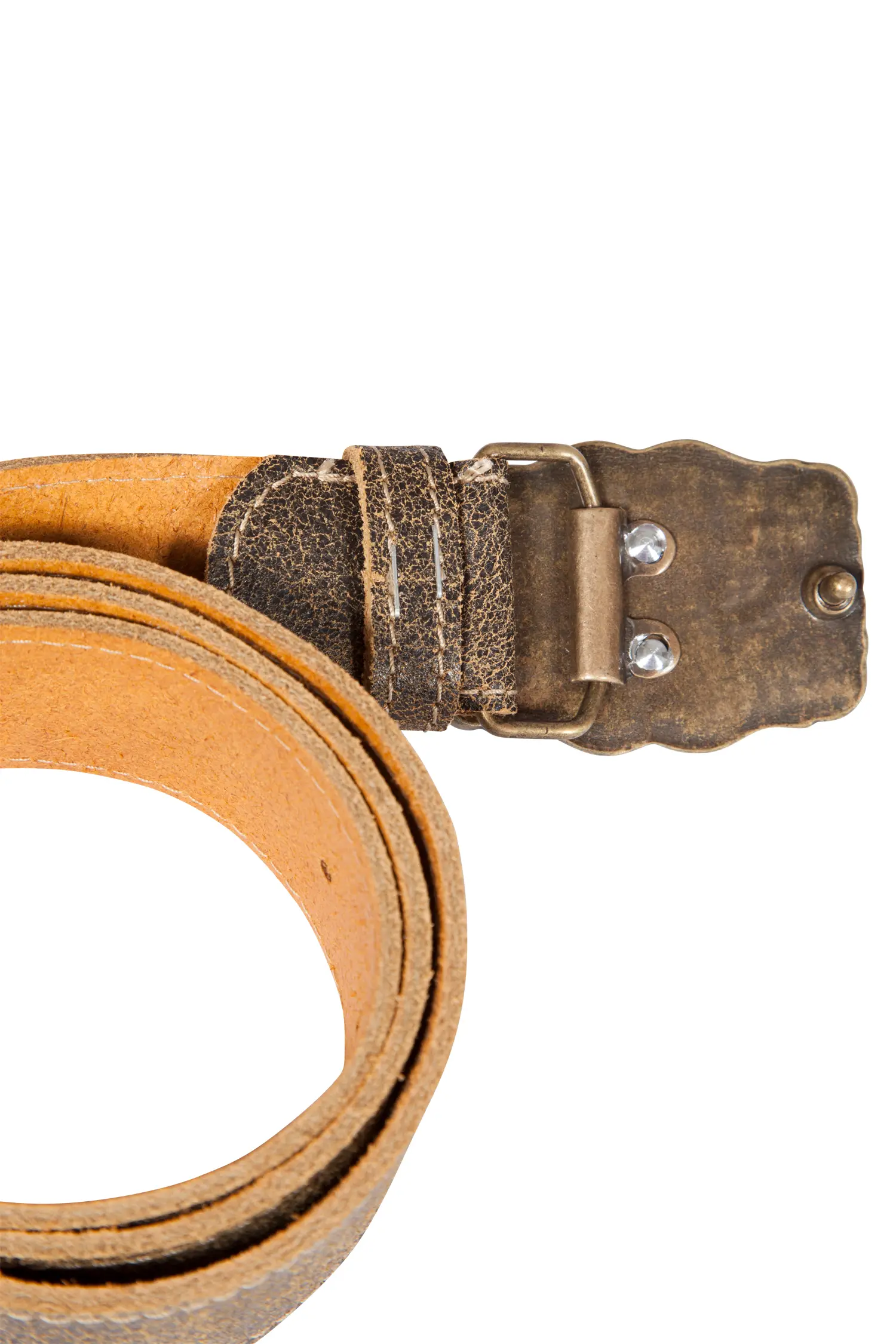 Trachtengürtel dunkelbraun mit Wappenschließe - Detail