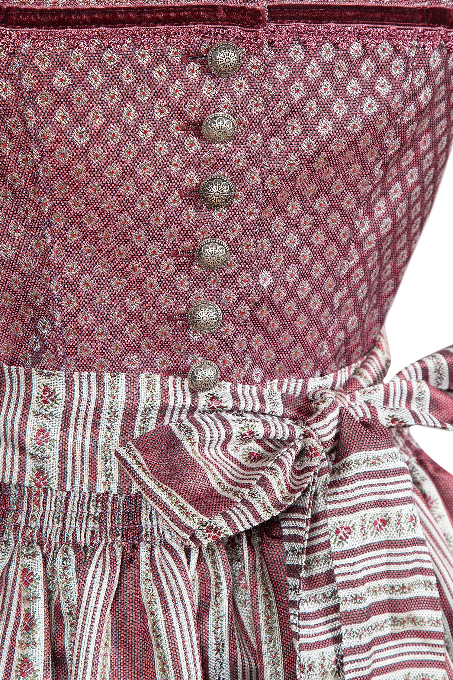 Dirndl in rot besonderer Schürze - Detail Mieder