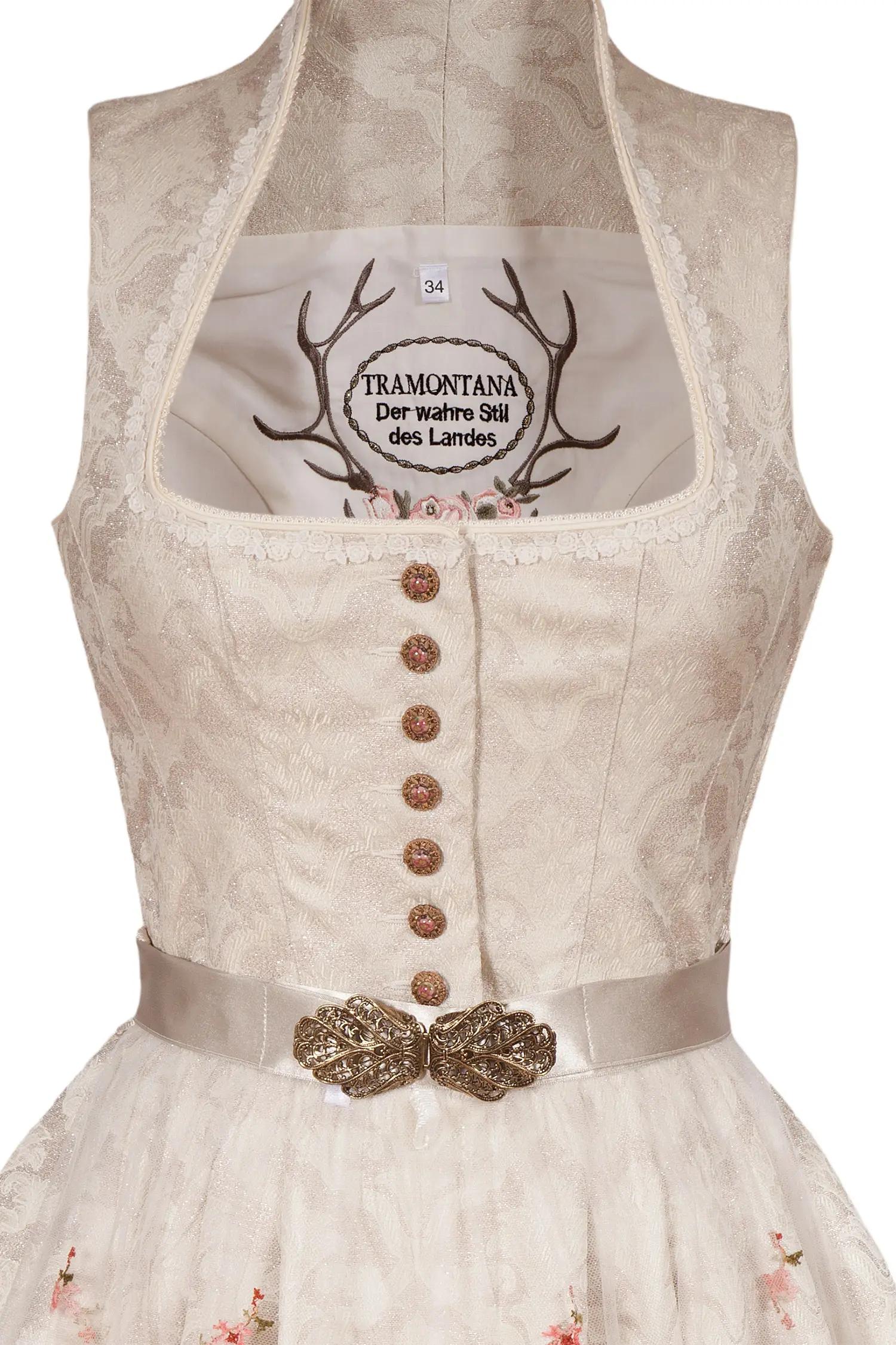 Brautdirndl in creme mit Vintage und Glamour Mieder