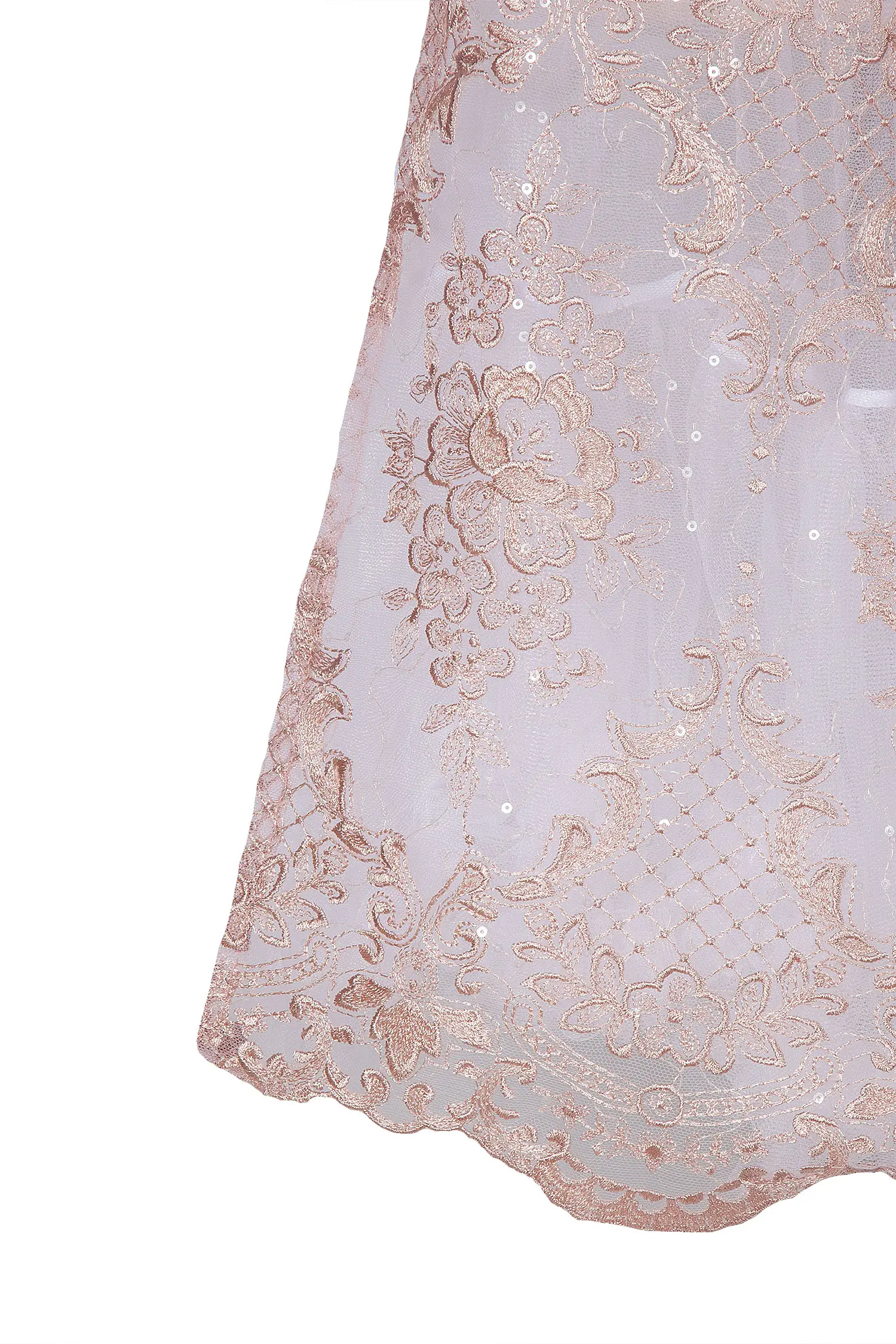 3140-0052-RO5-23-04a-5520b Dirndlschürze Benita aus Spitze in rose 65 cm - Detail Pailetten