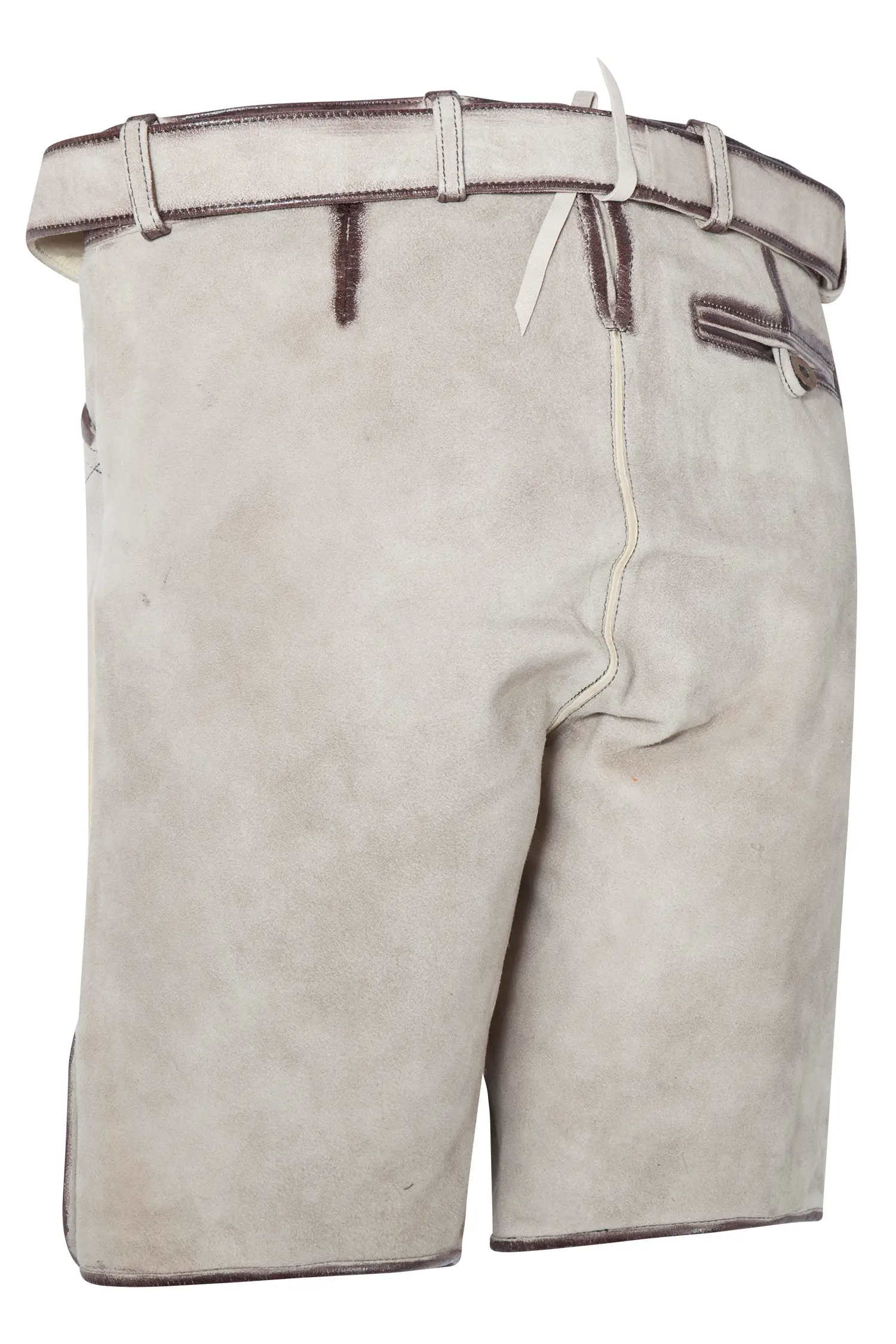 Kurze Lederhose in hellgrau - Rückansicht