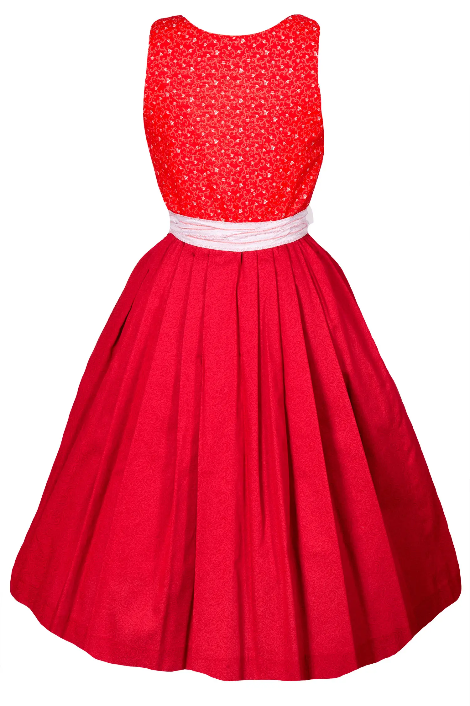 3097-1739-RT6-23-03c-4044 limitiertes Dirndl in rot mit traditioneller Schürze - Rückansicht