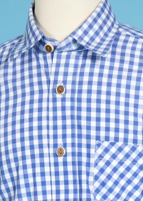 Kinder Trachtenhemd blau kariert Kinderhemd zur Tracht Kragen