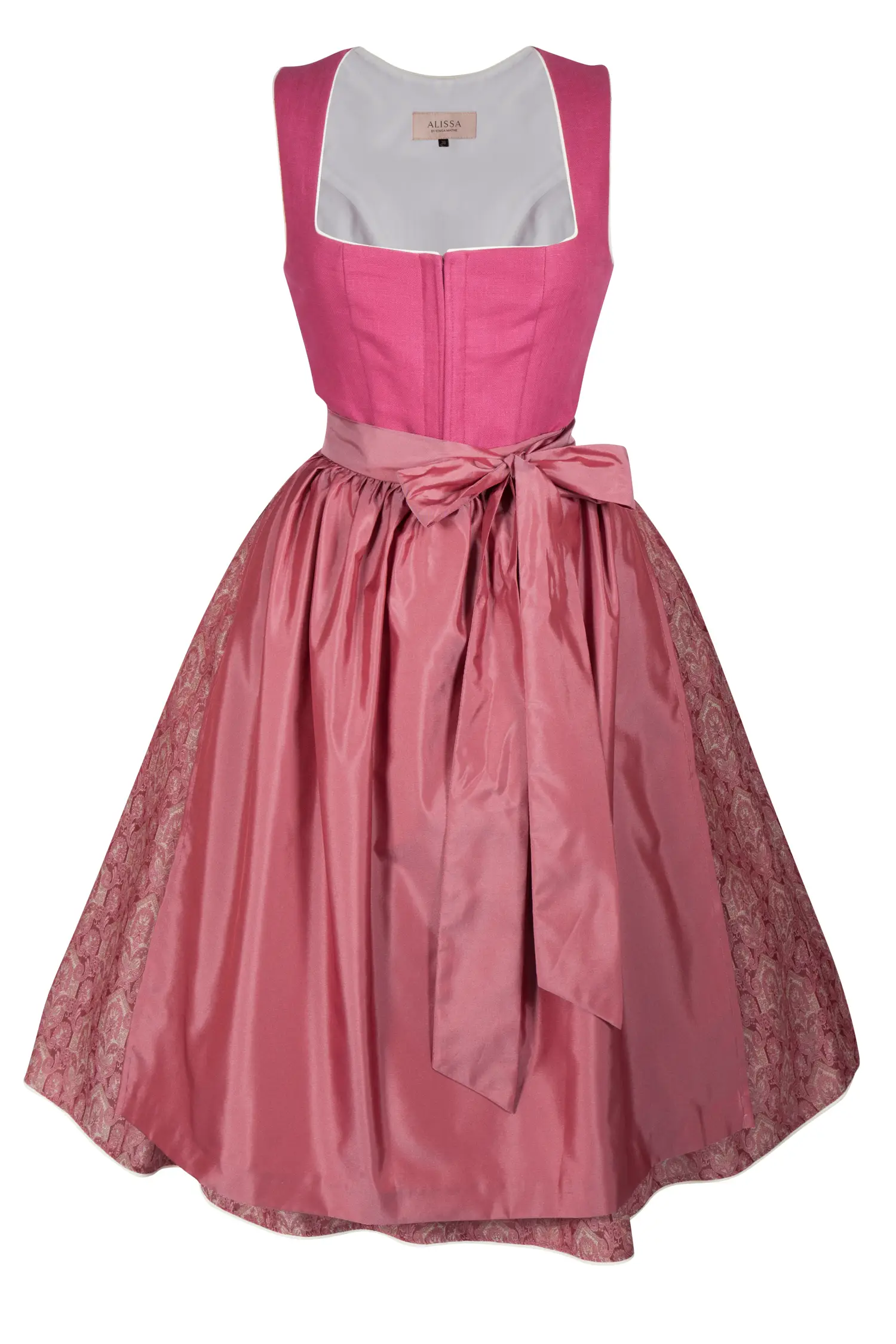 Wiesn Dirndl in pink mit schimmernder Schürze