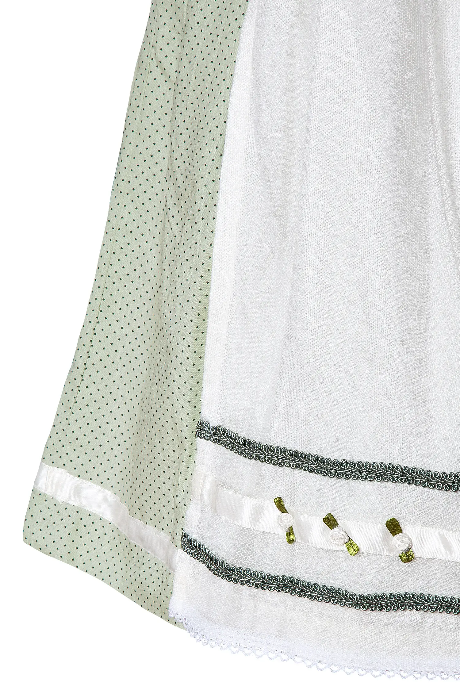 Mini Dirndl in salbei und champagner - Detail Rock