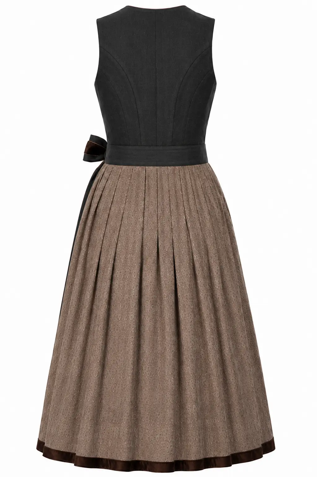 Dirndl von Krüger in Braun mit schwarzer Schürze