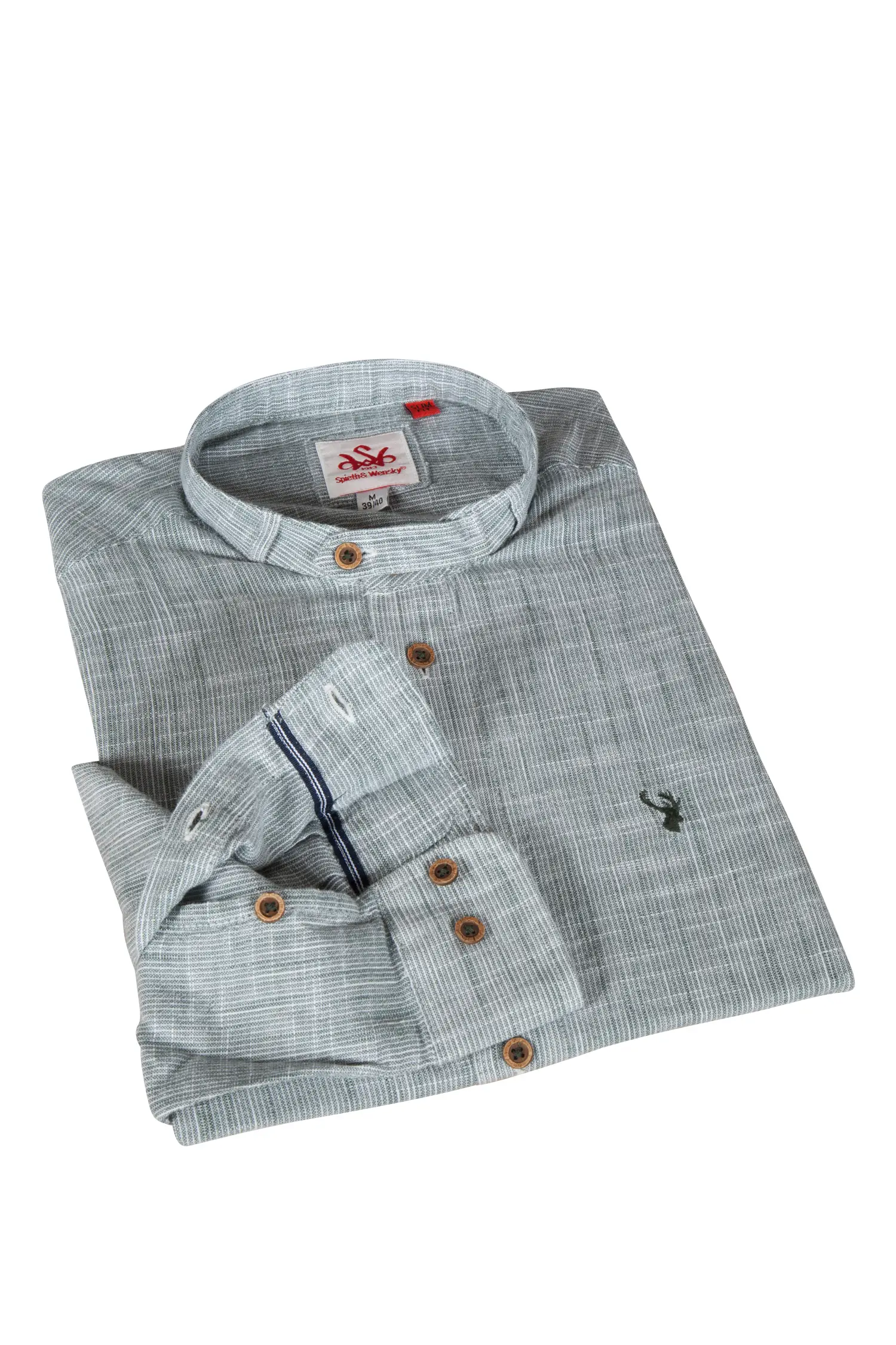 Trachtenhemd Arnold in grün mit Stehkragen Trachtenhemd Arnold in grün mit Stehkragen