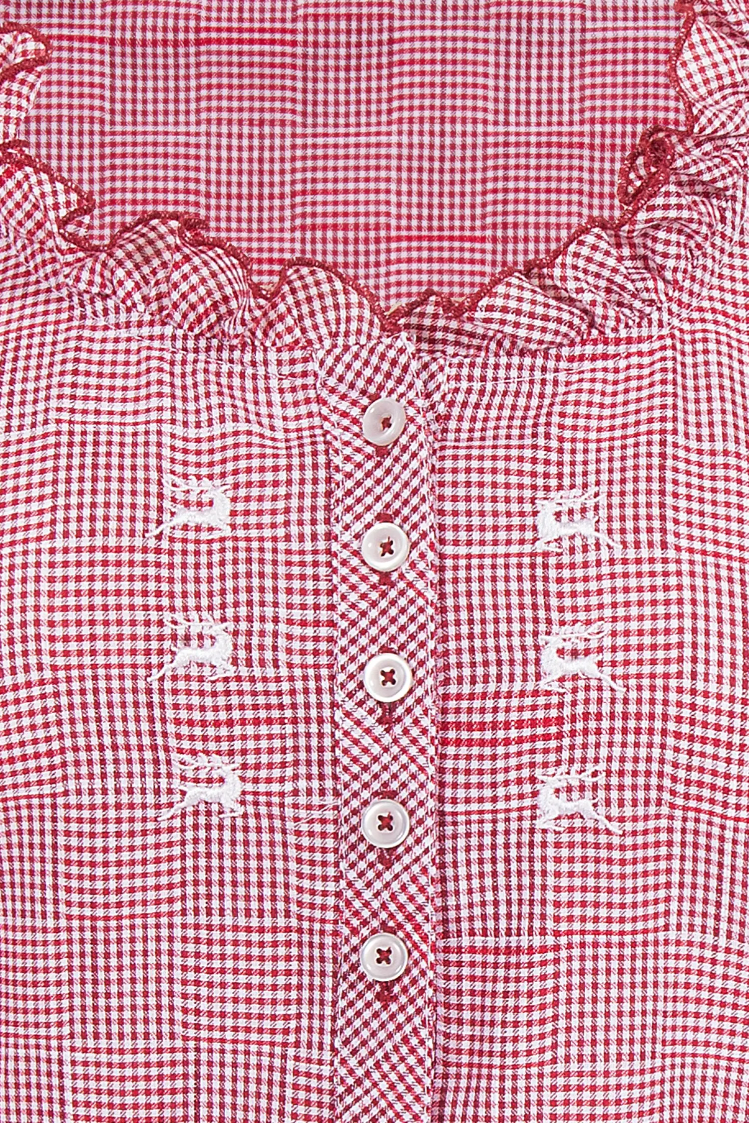 Trachtenbluse XXL in rot weiß kariert Detail