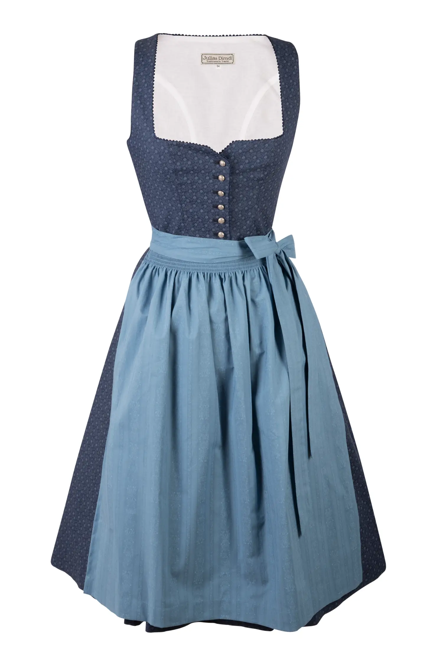 Stilechtes Dirndl Verena in dunkelblau / hellblau