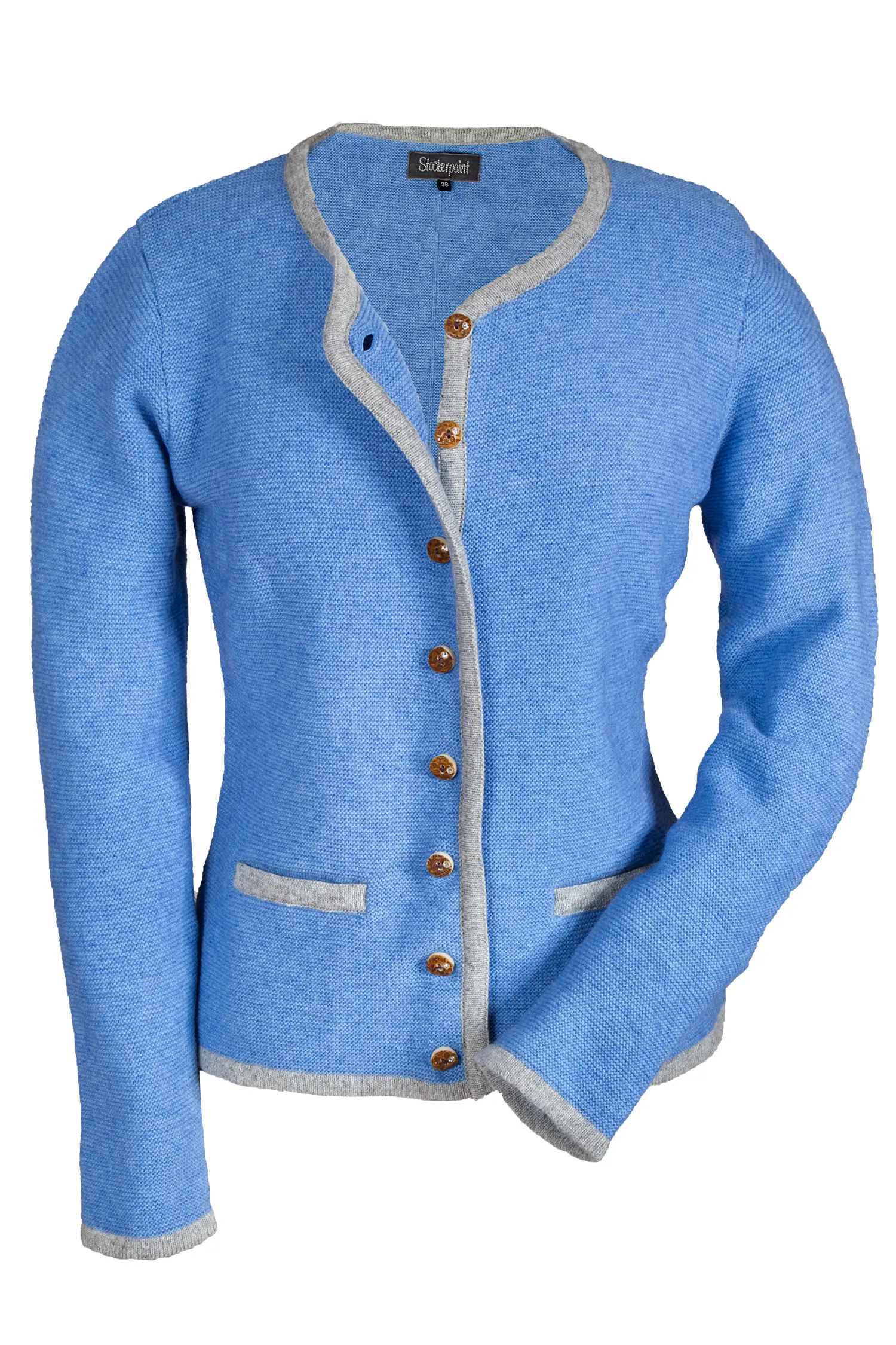 2211-1075-bl4-01 Trachtenstrickjacke Caro in blau