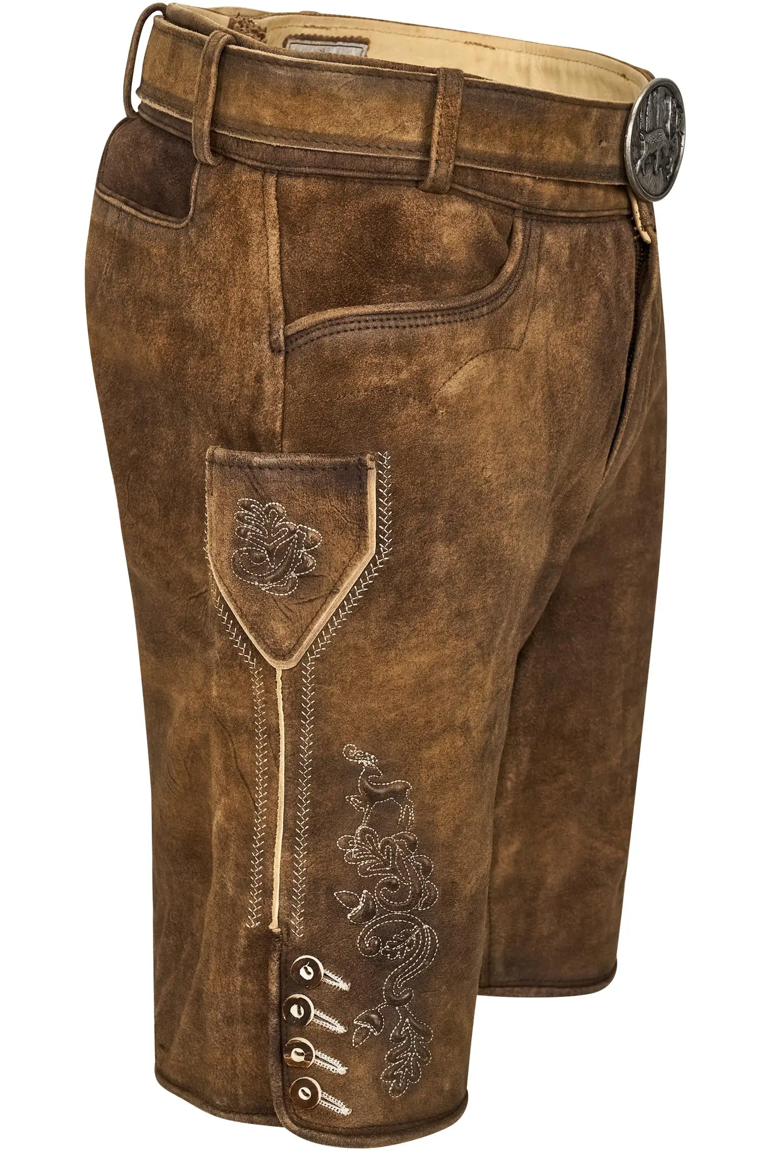 Gamsbock Lederhose Kiefer in Braun
