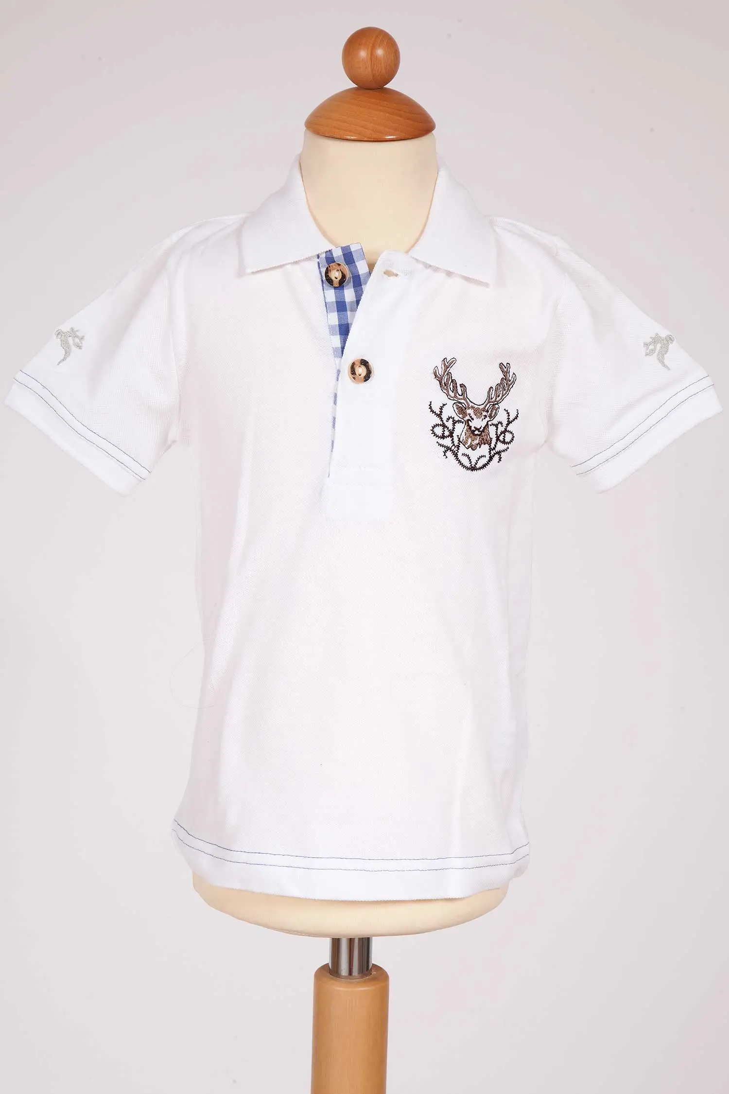 Kinder Poloshirt von Isar-Trachten in Weiß Kinder Trachten Poloshirt in weiß