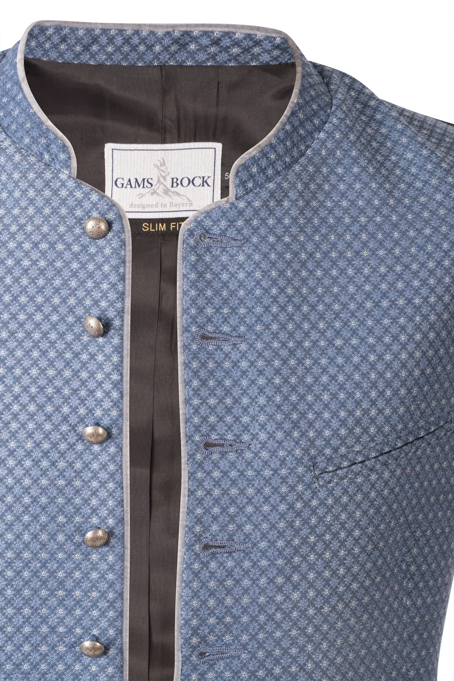 Trachtenweste Robert in blau / schwarz - Detail