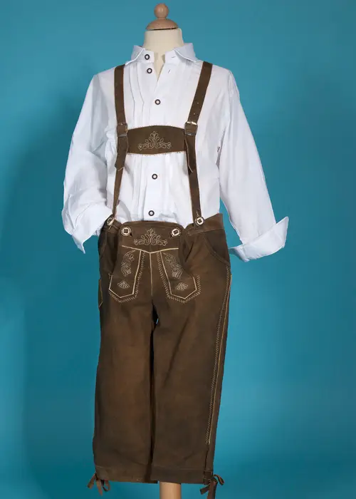 Kinder Trachtenhemd weiß mit Biesen komplett