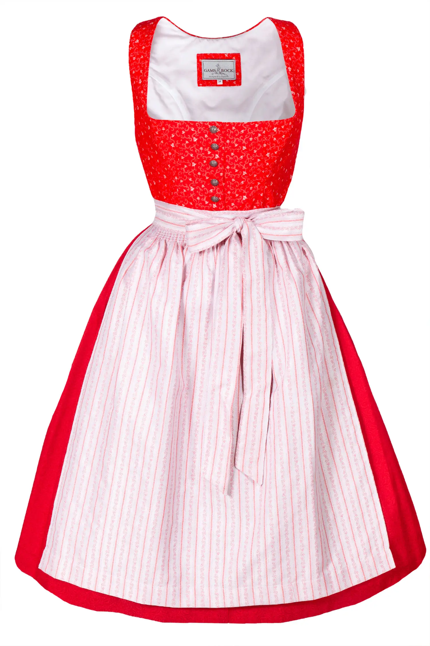 limitiertes Dirndl in rot mit traditioneller Schürze