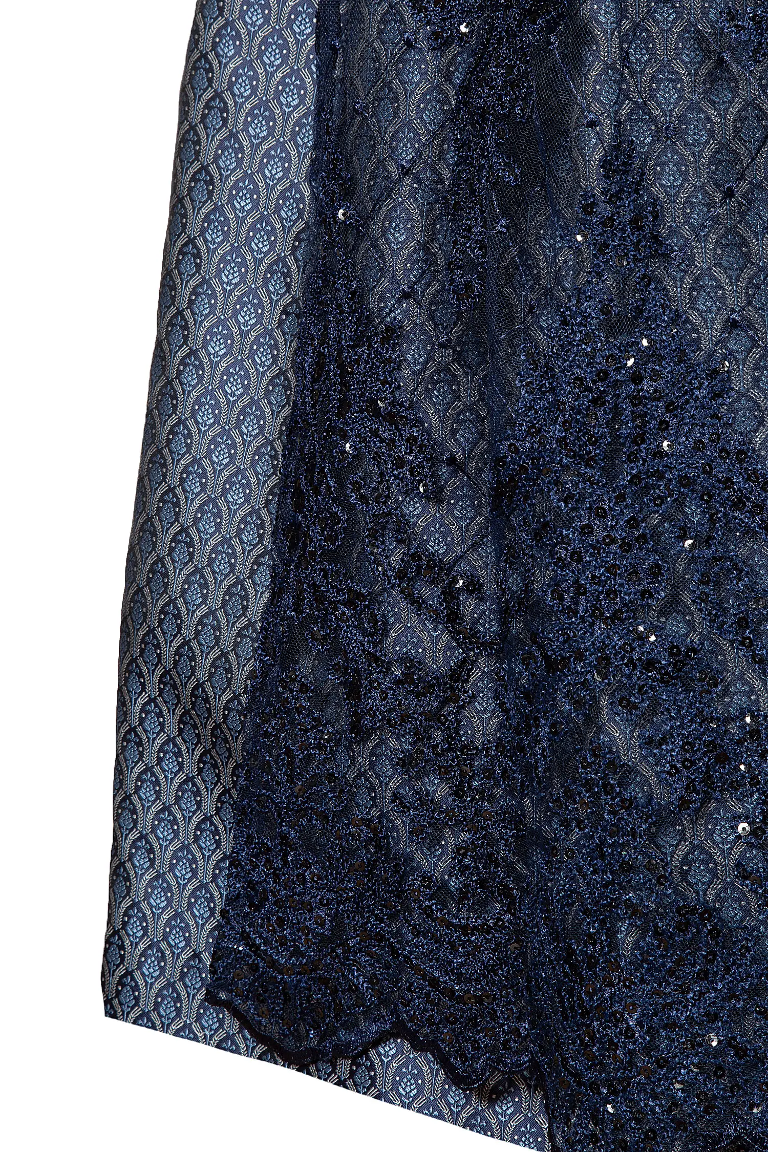 hochgeschlossenes Dirndl dunklem blau - Detail Rock
