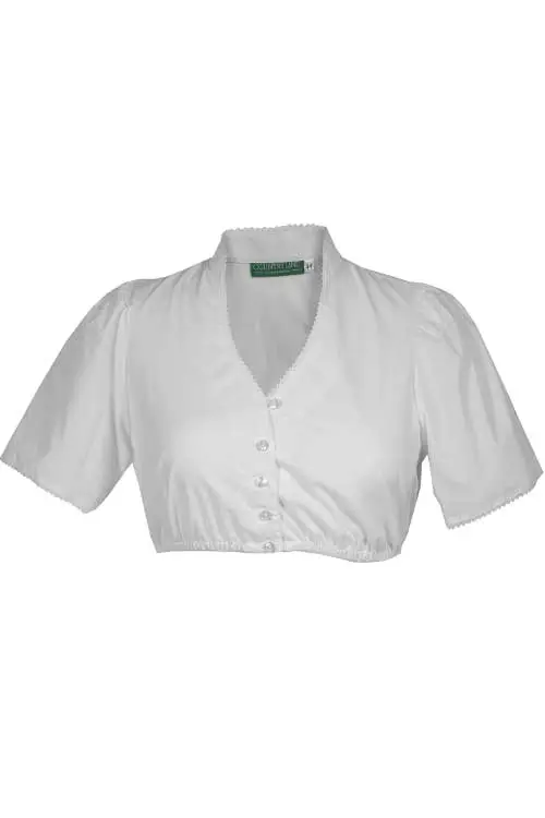 Dirndlbluse weiß klassisch mit Stehkragen XXL