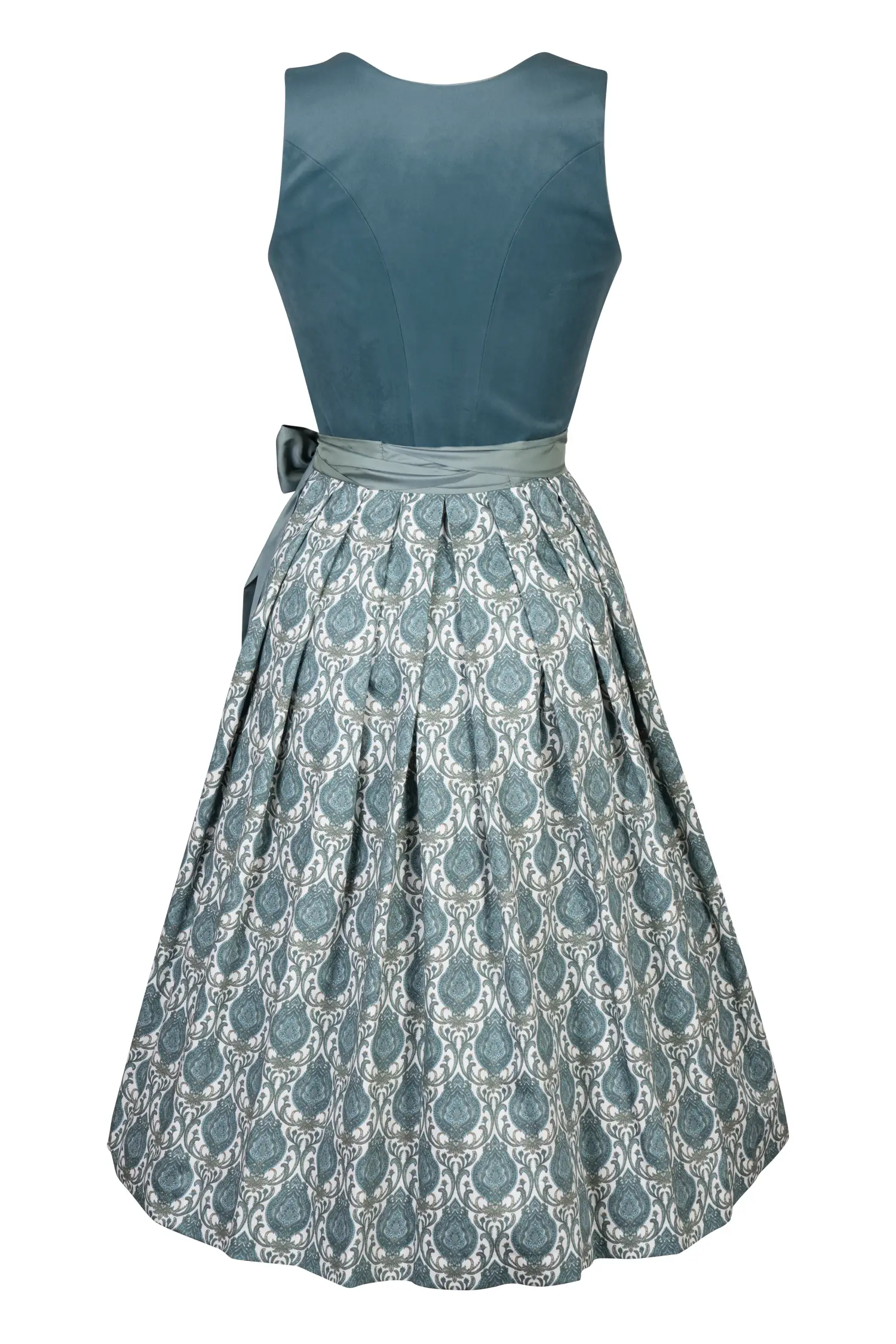 Samtdirndl Lauri in petrol - Rückansicht