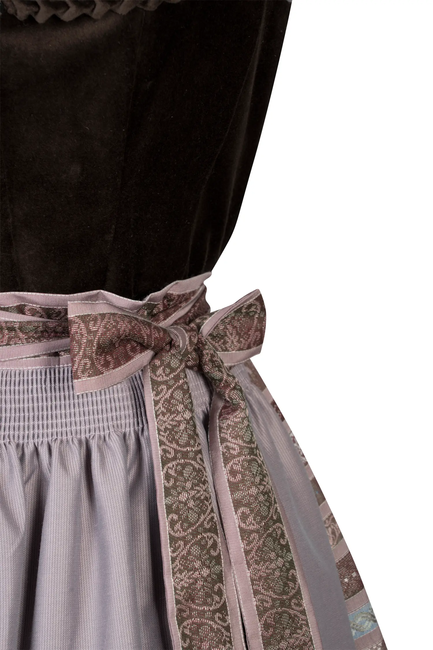 3098-0361-br9-24-02-0604190 Samtdirndl von Tramontana in dunkelbraun / altrosa - Detail Mieder